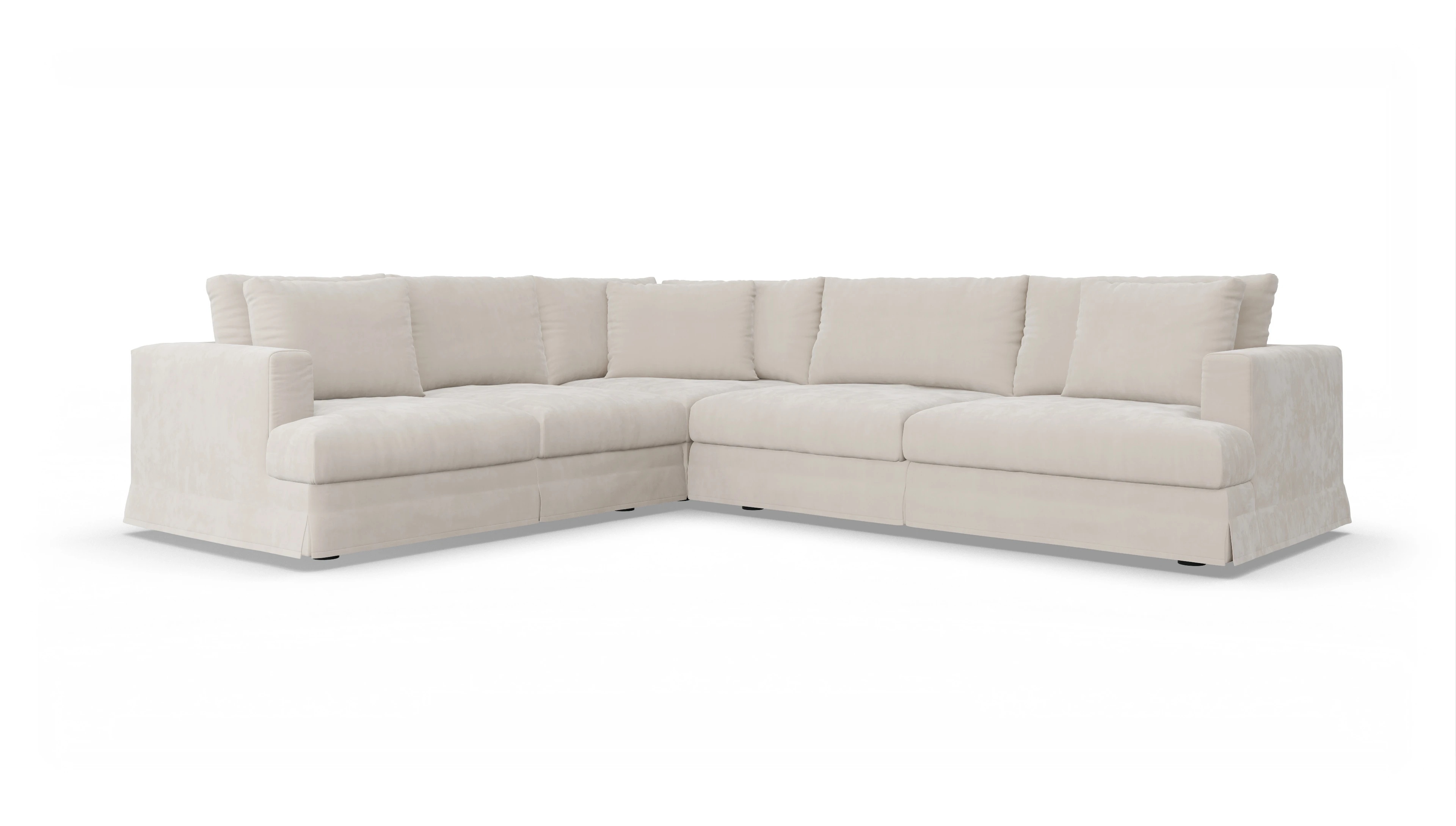 Pittori Hussen-Sofa Ansicht des Produktes Pittori Ecksofa Links in Samt weiß