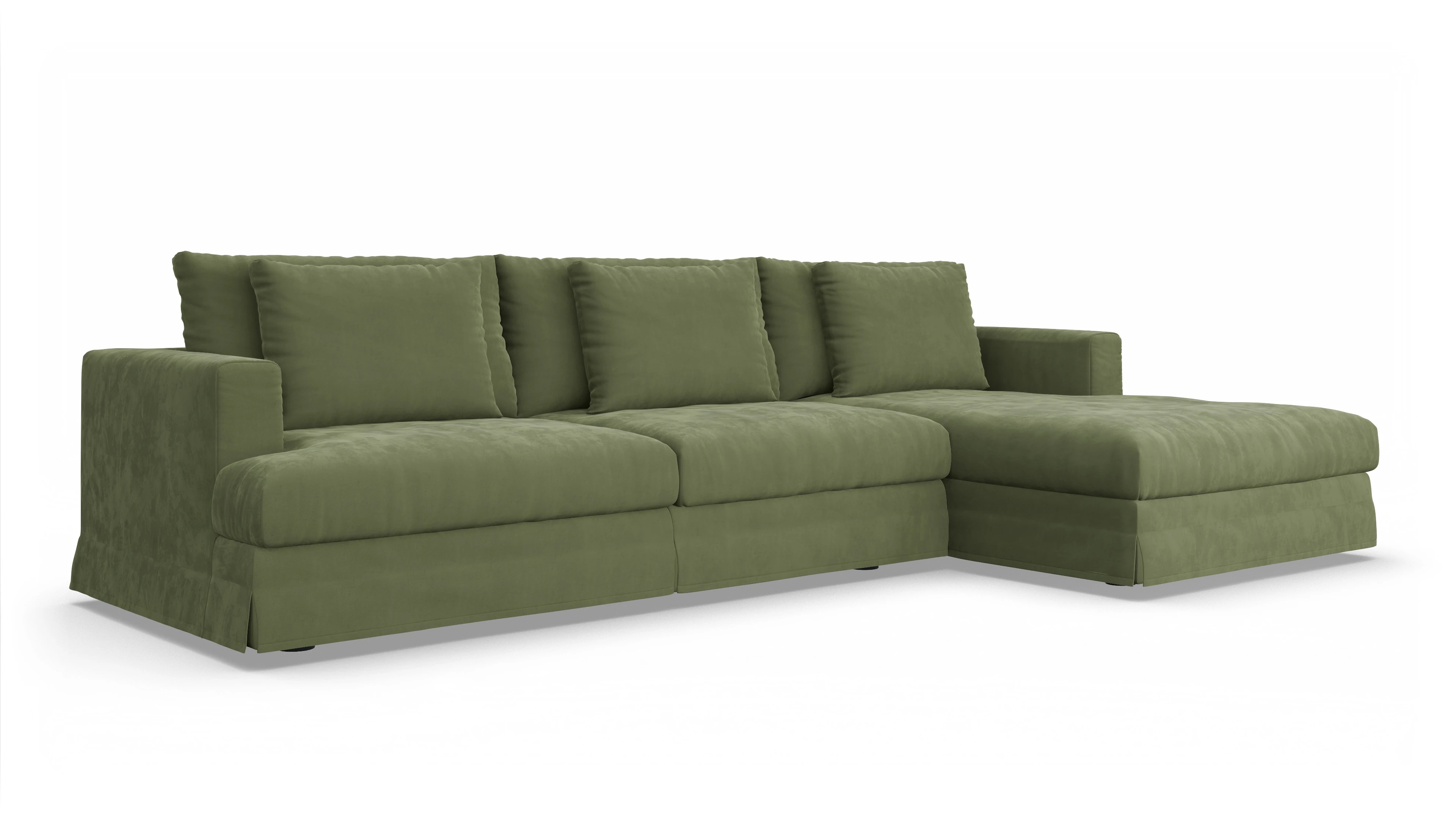 Ansicht des Produktes Pittori Sofa mit Rec rechts in Samt grün