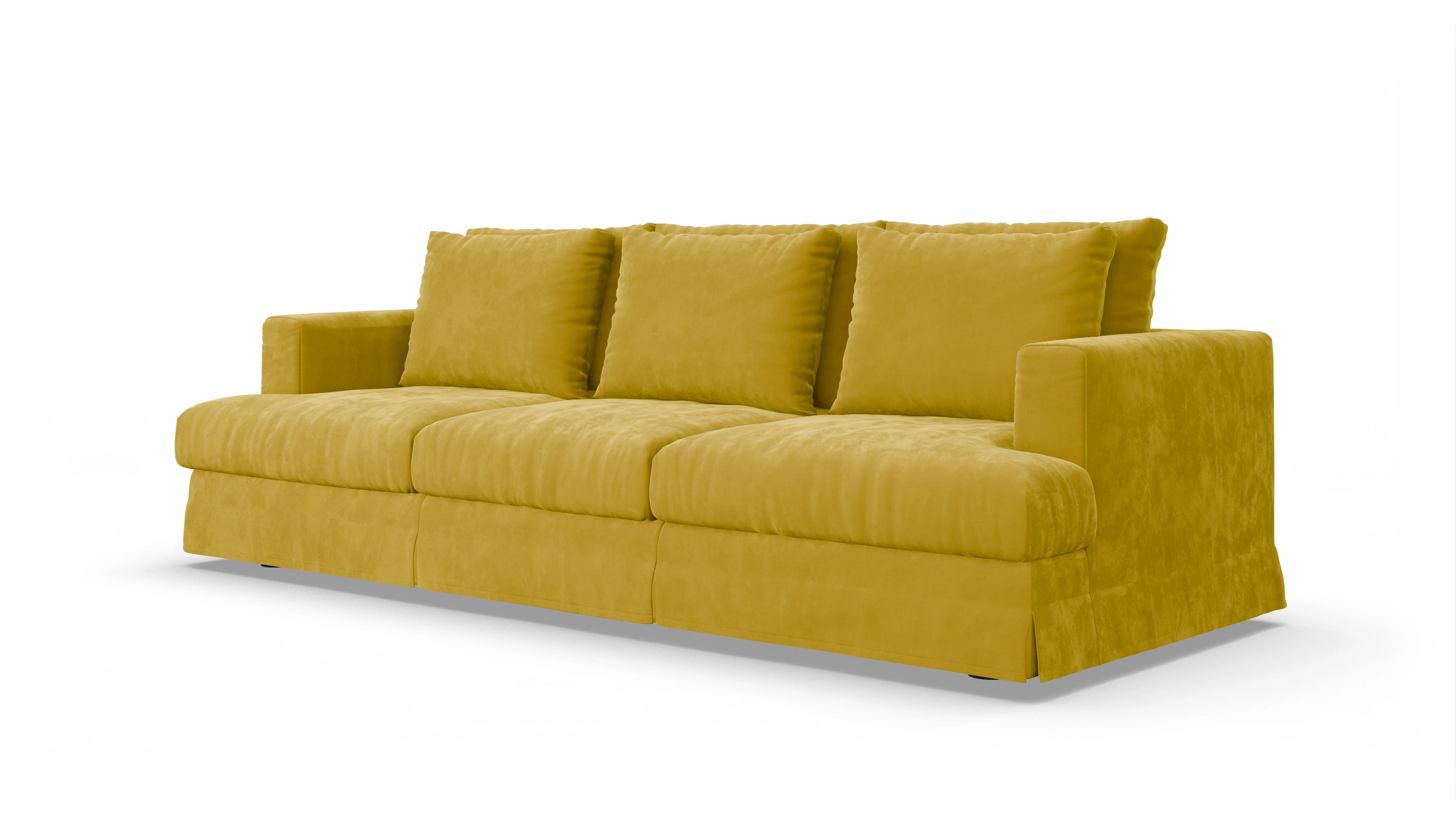 Pittori Hussen-Sofa Ansicht des Produktes Pittori 3,5-Sitzer in Samt gelb