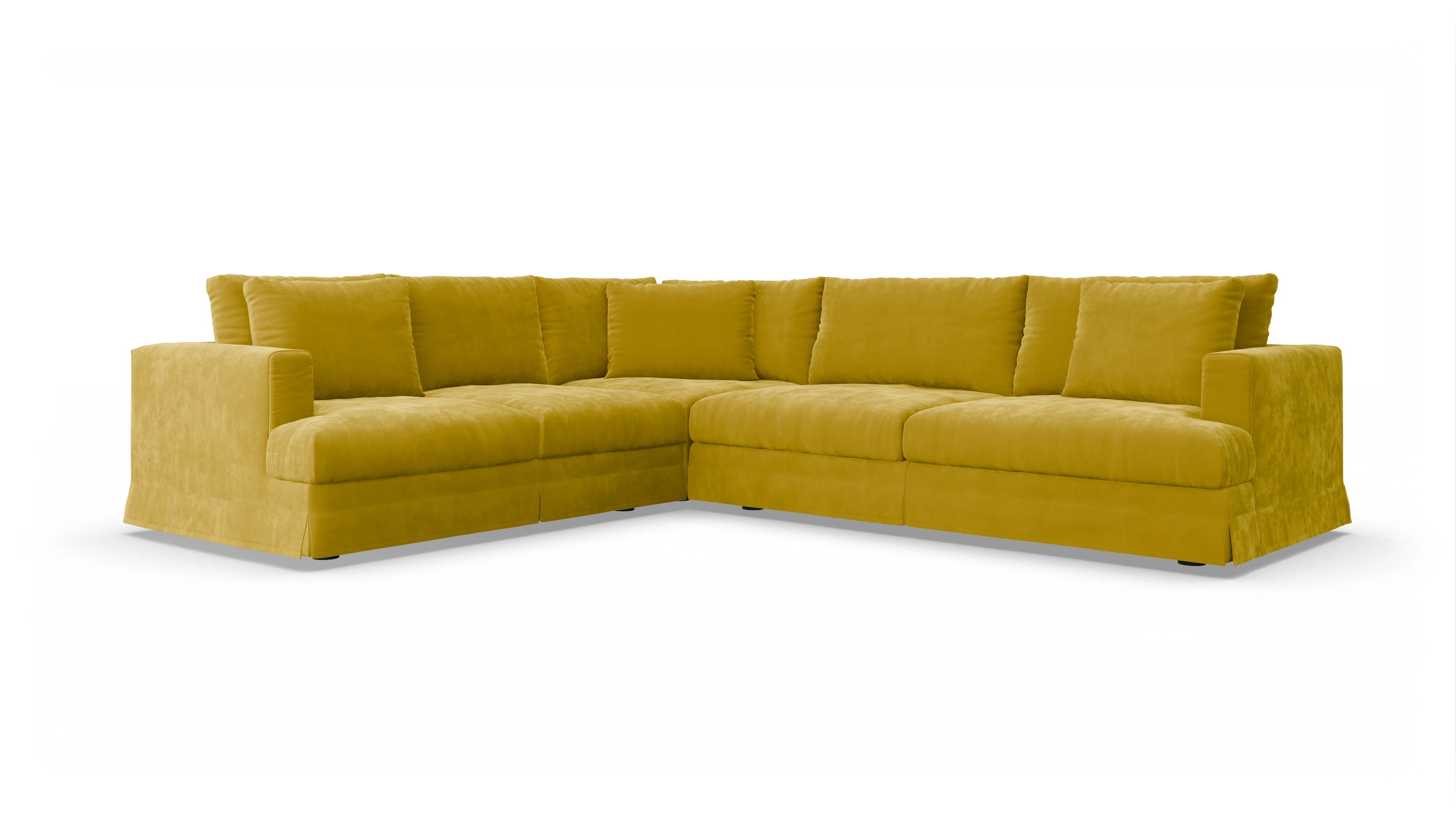 Pittori Hussen-Sofa Ansicht des Produktes Pittori Ecksofa Links in Samt gelb