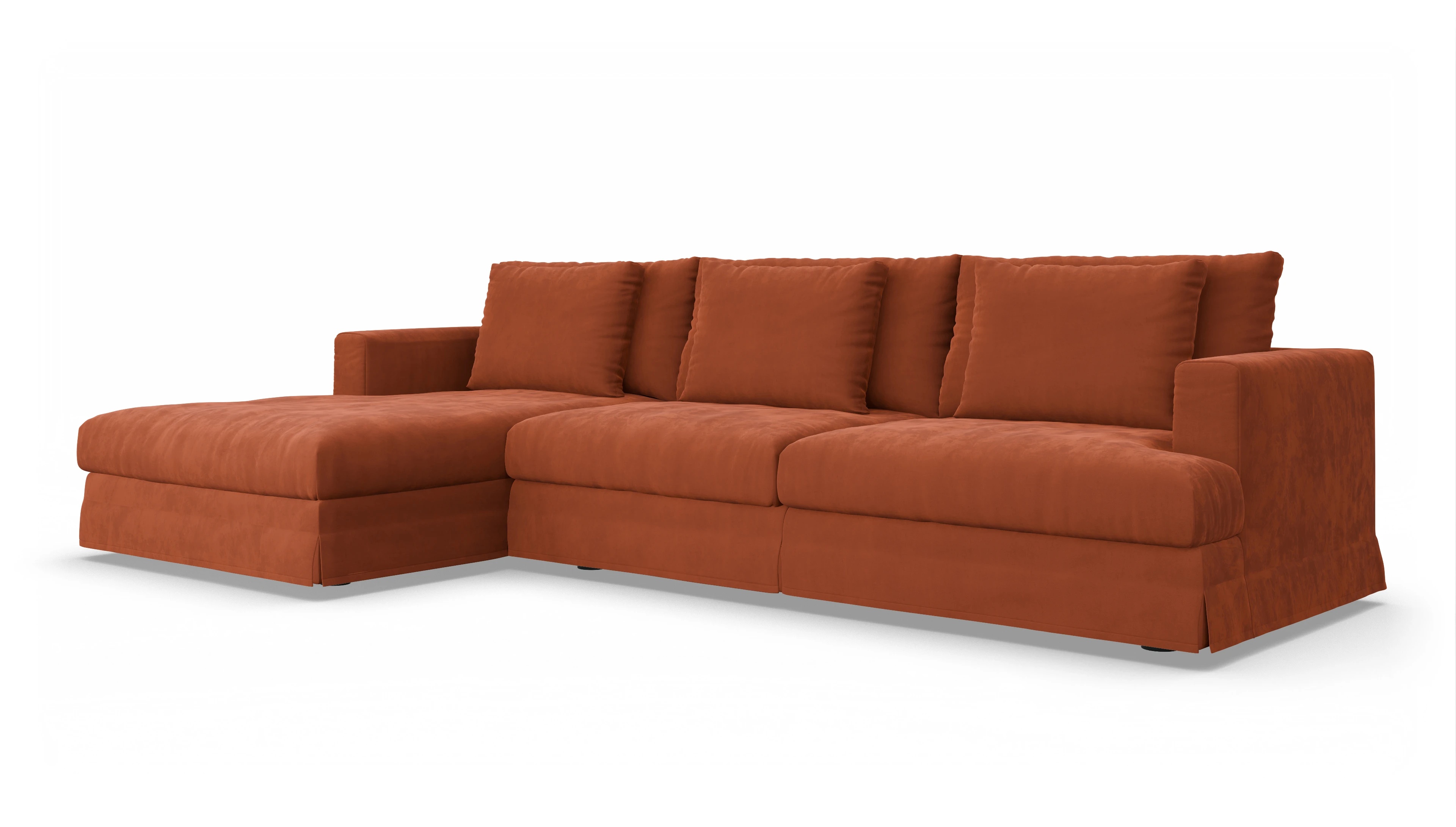 Ansicht des Produktes Pittori Sofa mit Rec links in Samt orange