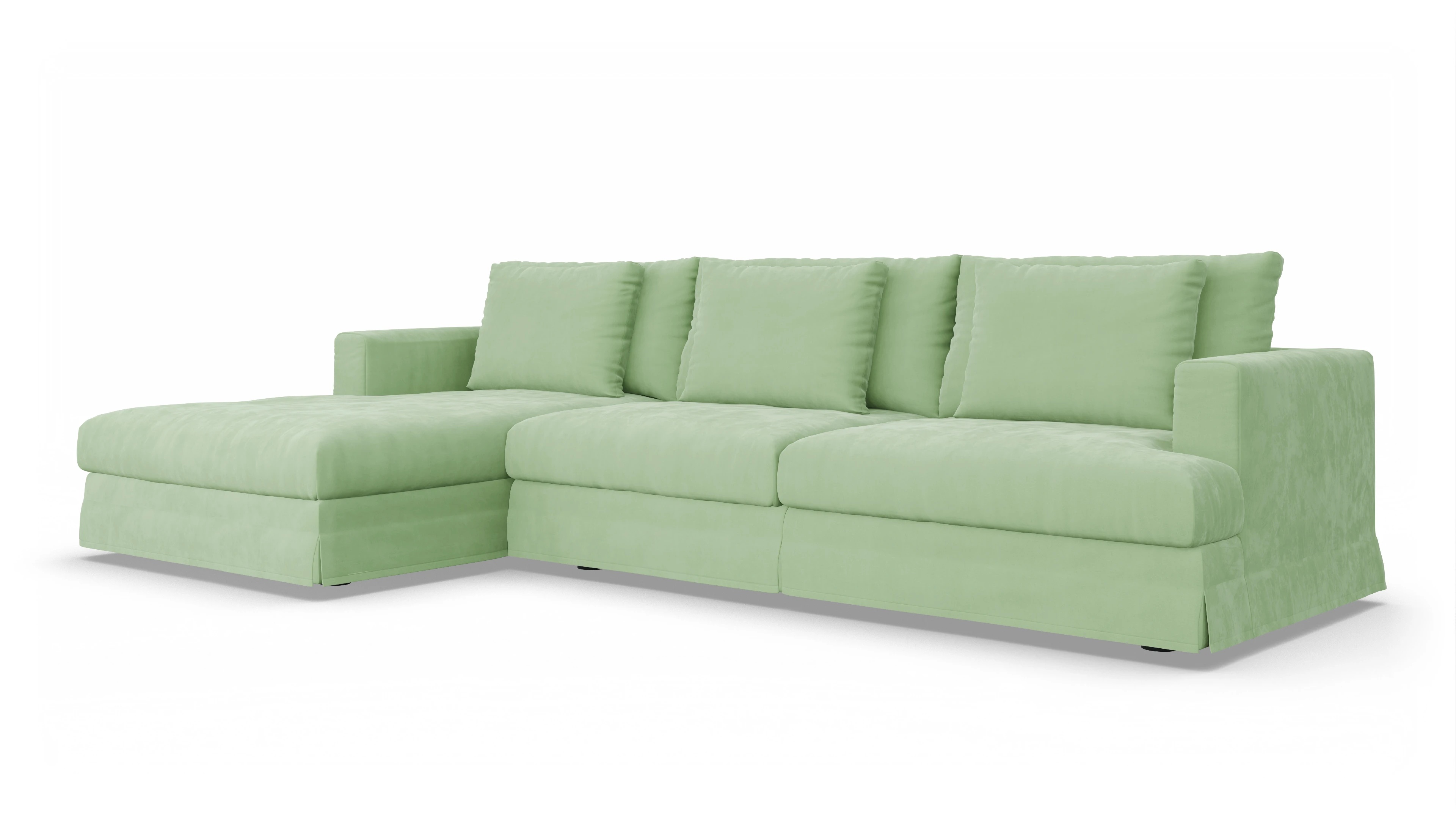 Ansicht des Produktes Pittori Sofa mit Rec links in Samt grün