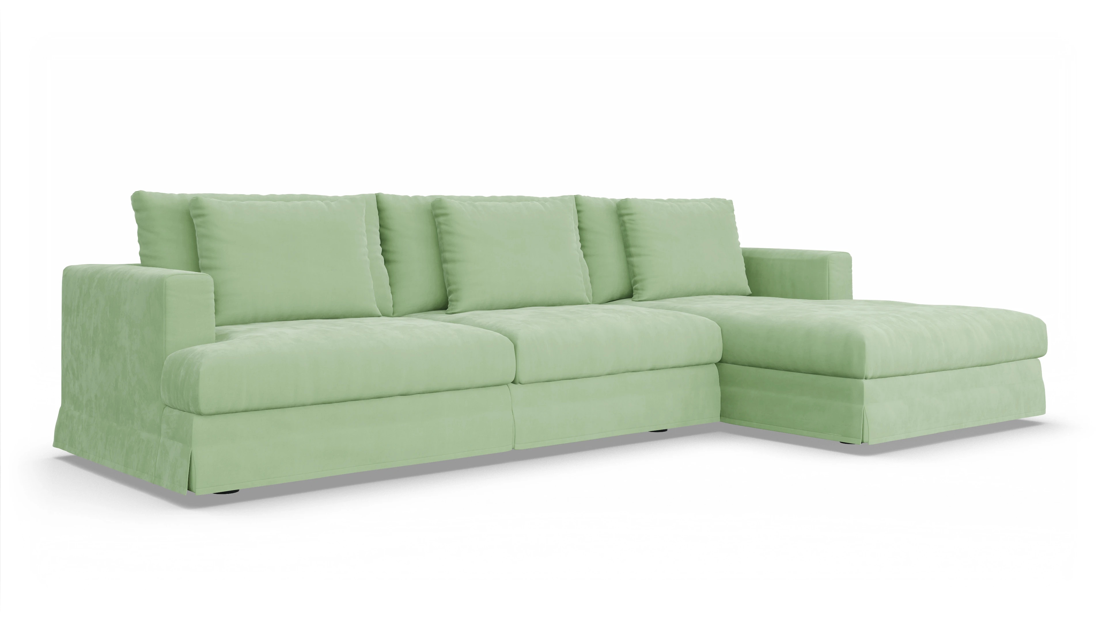Ansicht des Produktes Pittori Sofa mit Rec rechts in Samt grün