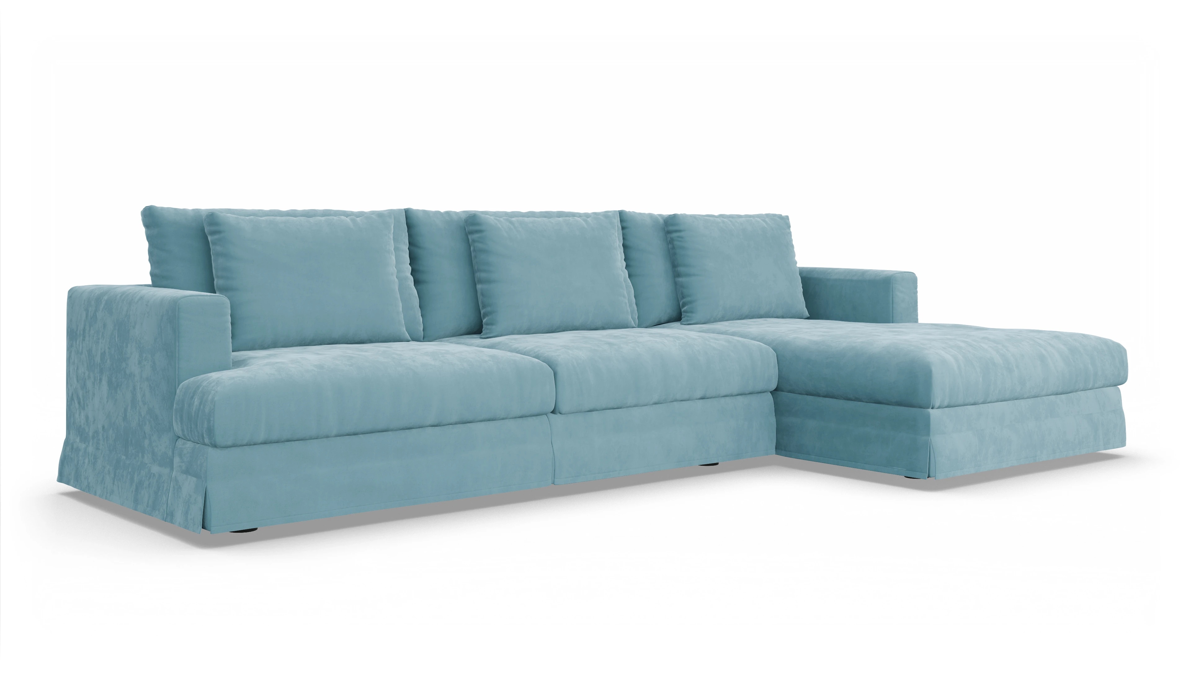 Ansicht des Produktes Pittori Sofa mit Rec rechts in Samt blau