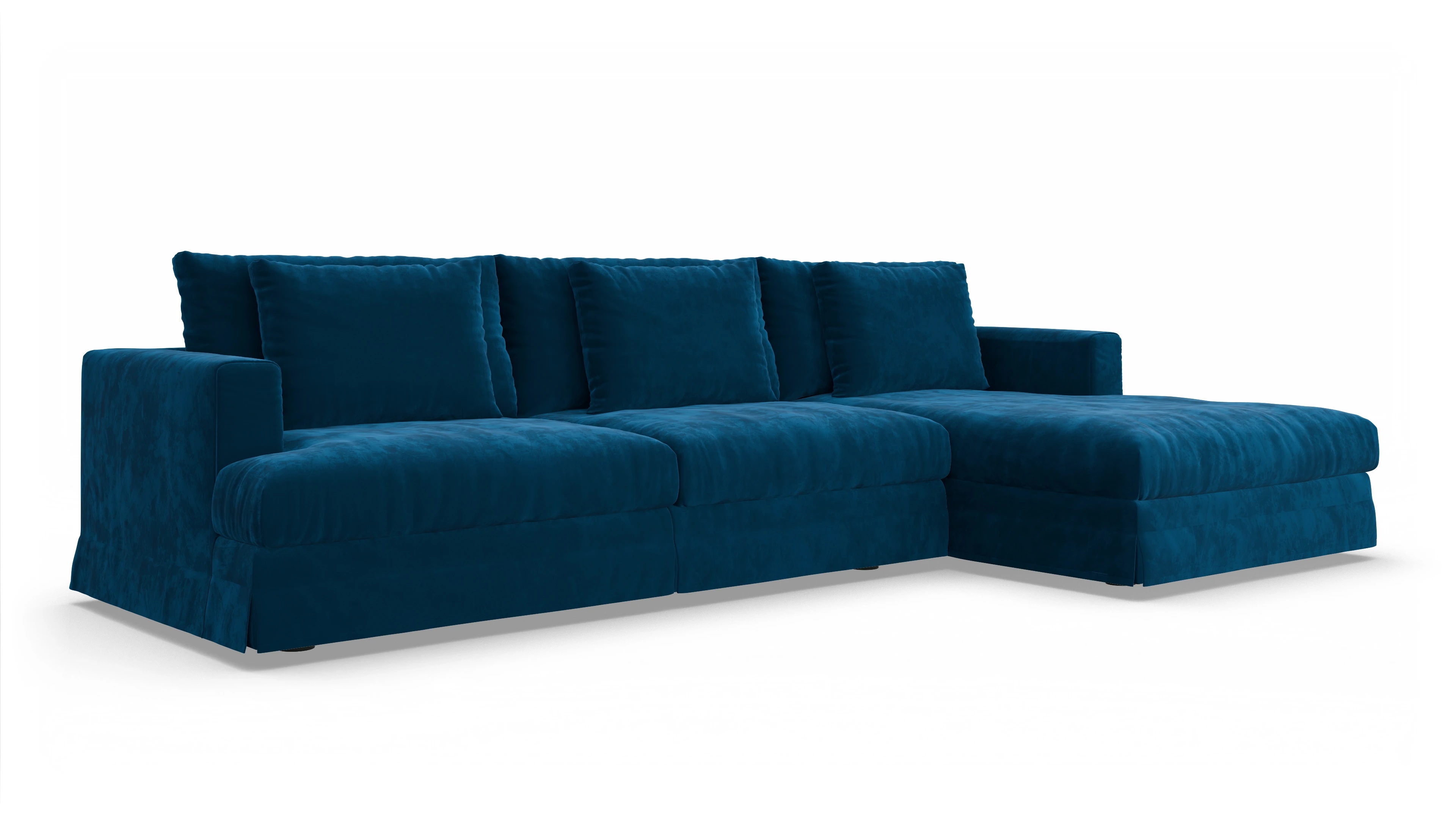 Ansicht des Produktes Pittori Sofa mit Rec rechts in Samt blau