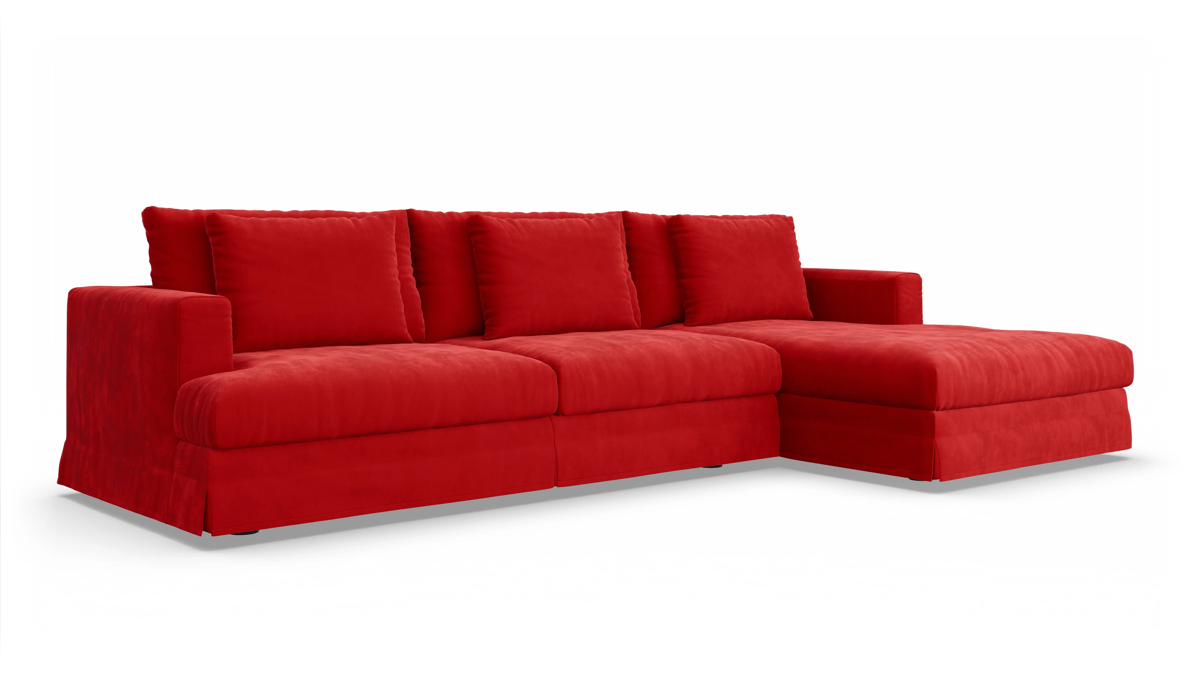 Ansicht des Produktes Pittori Sofa mit Rec rechts in Samt rot
