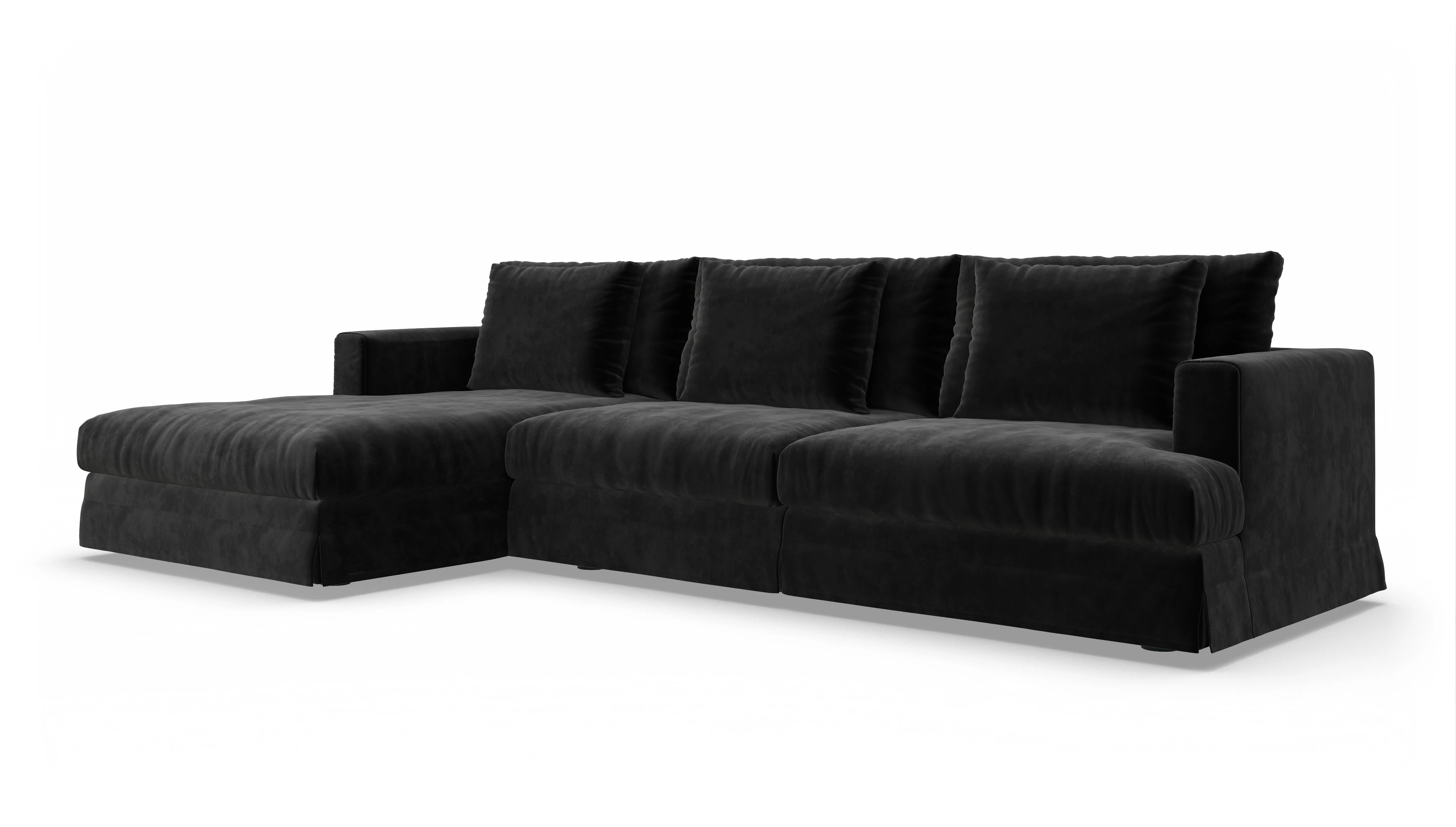Pittori Hussen-Sofa Ansicht des Produktes Pittori Sofa mit Rec links in Samt schwarz