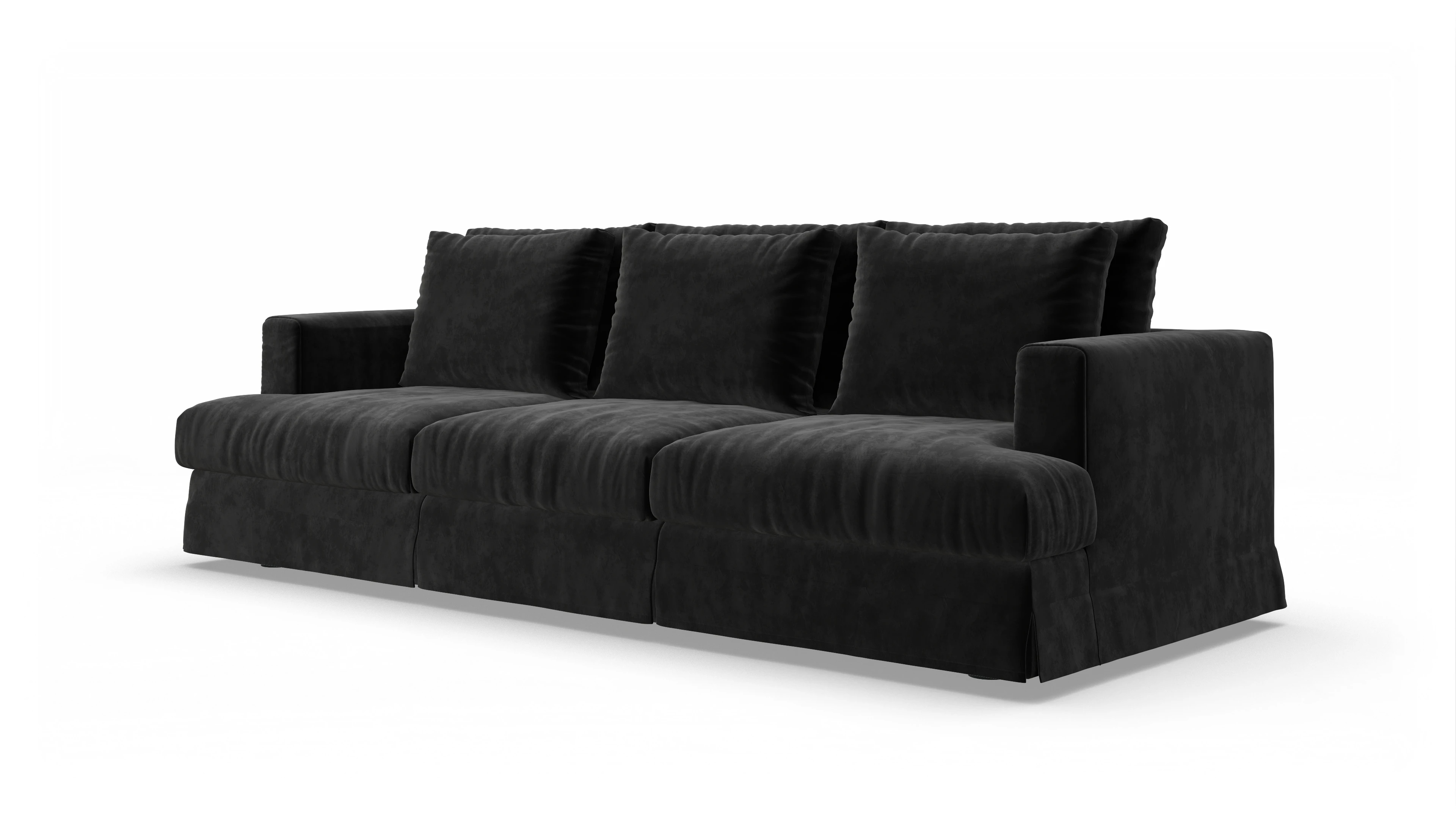 Pittori Hussen-Sofa Ansicht des Produktes Pittori 3,5-Sitzer in Samt schwarz