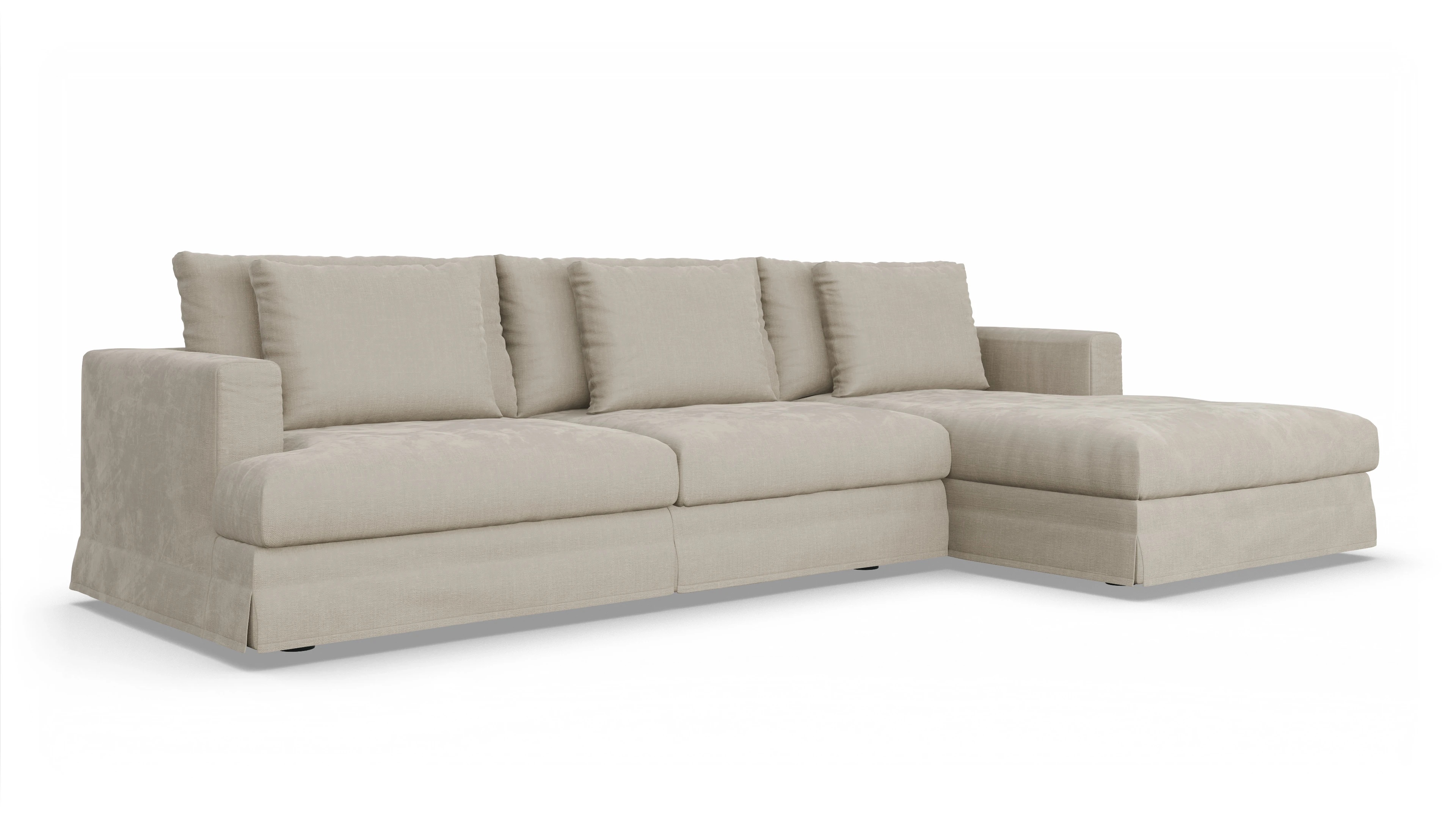 Pittori Hussen-Sofa Ansicht des Produktes Pittori Sofa mit Rec rechts in Stoff beige