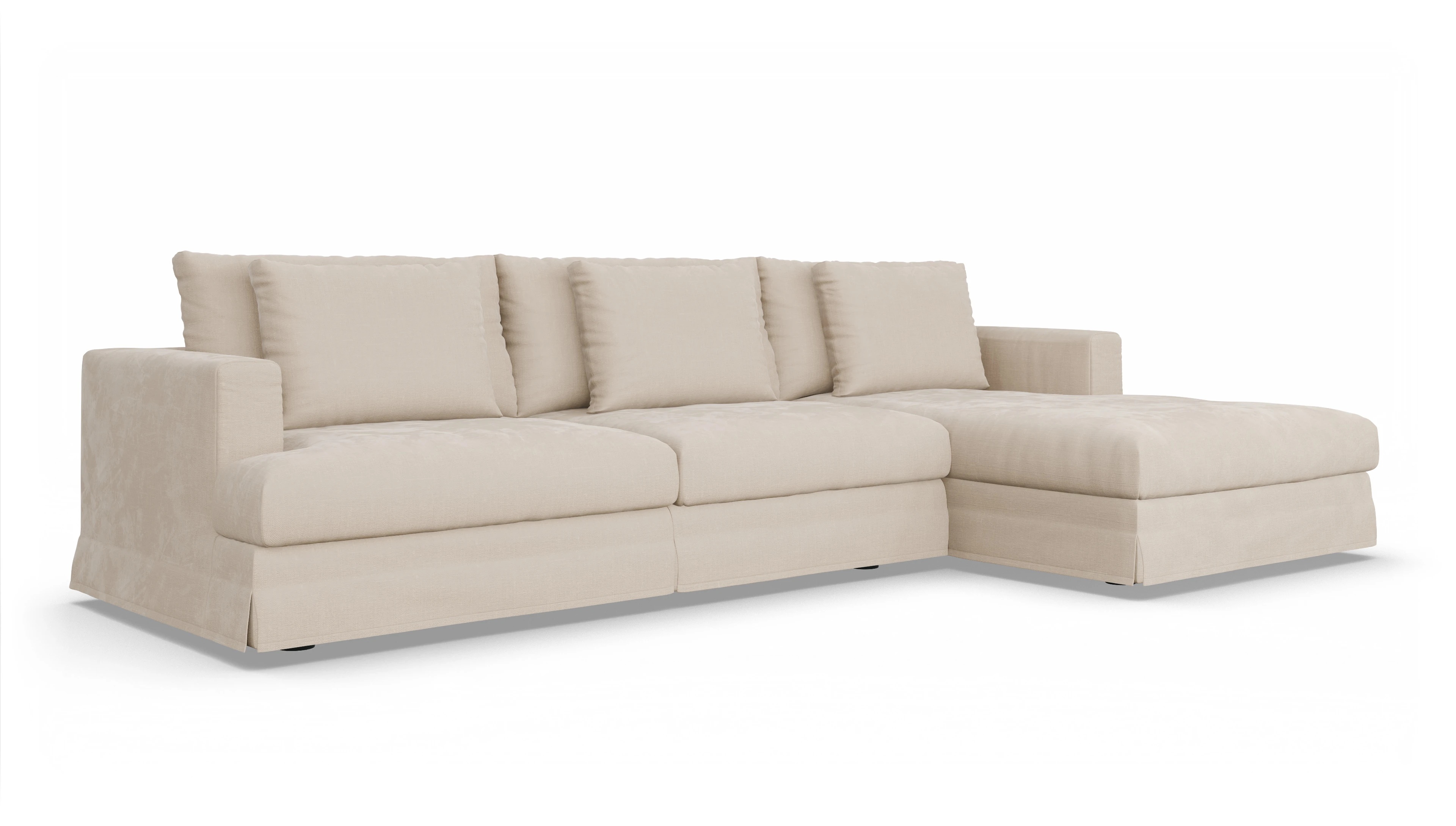 Pittori Hussen-Sofa Ansicht des Produktes Pittori Sofa mit Rec rechts in Stoff weiß