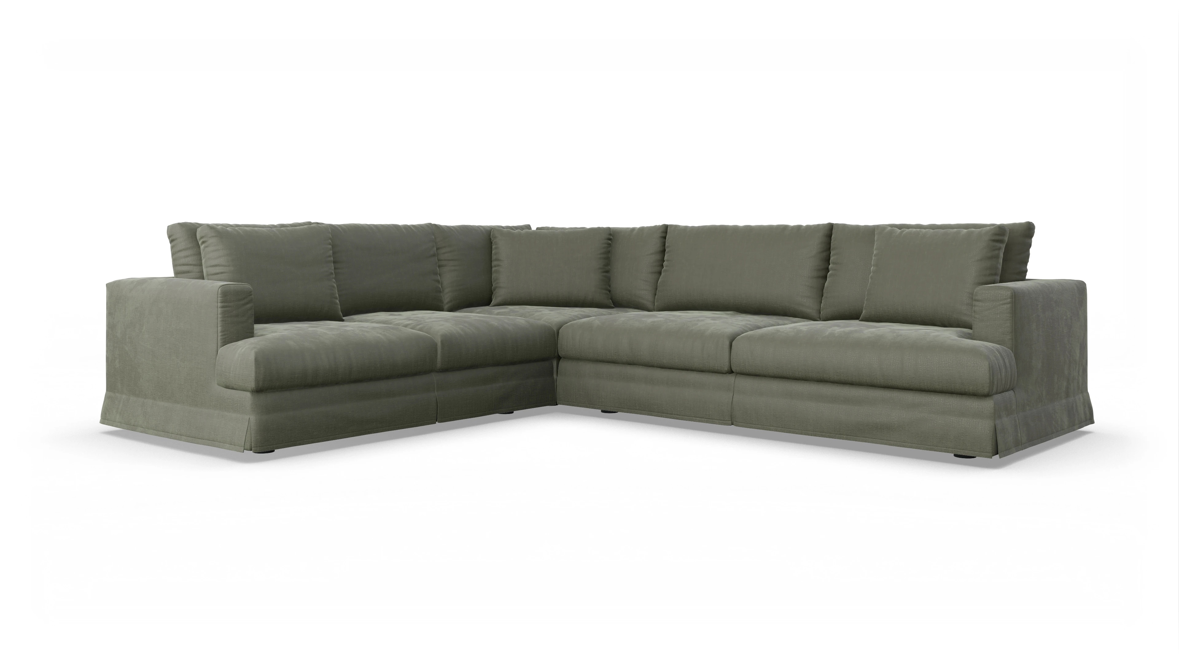 Pittori Hussen-Sofa Ansicht des Produktes Pittori Ecksofa Links in Stoff grün
