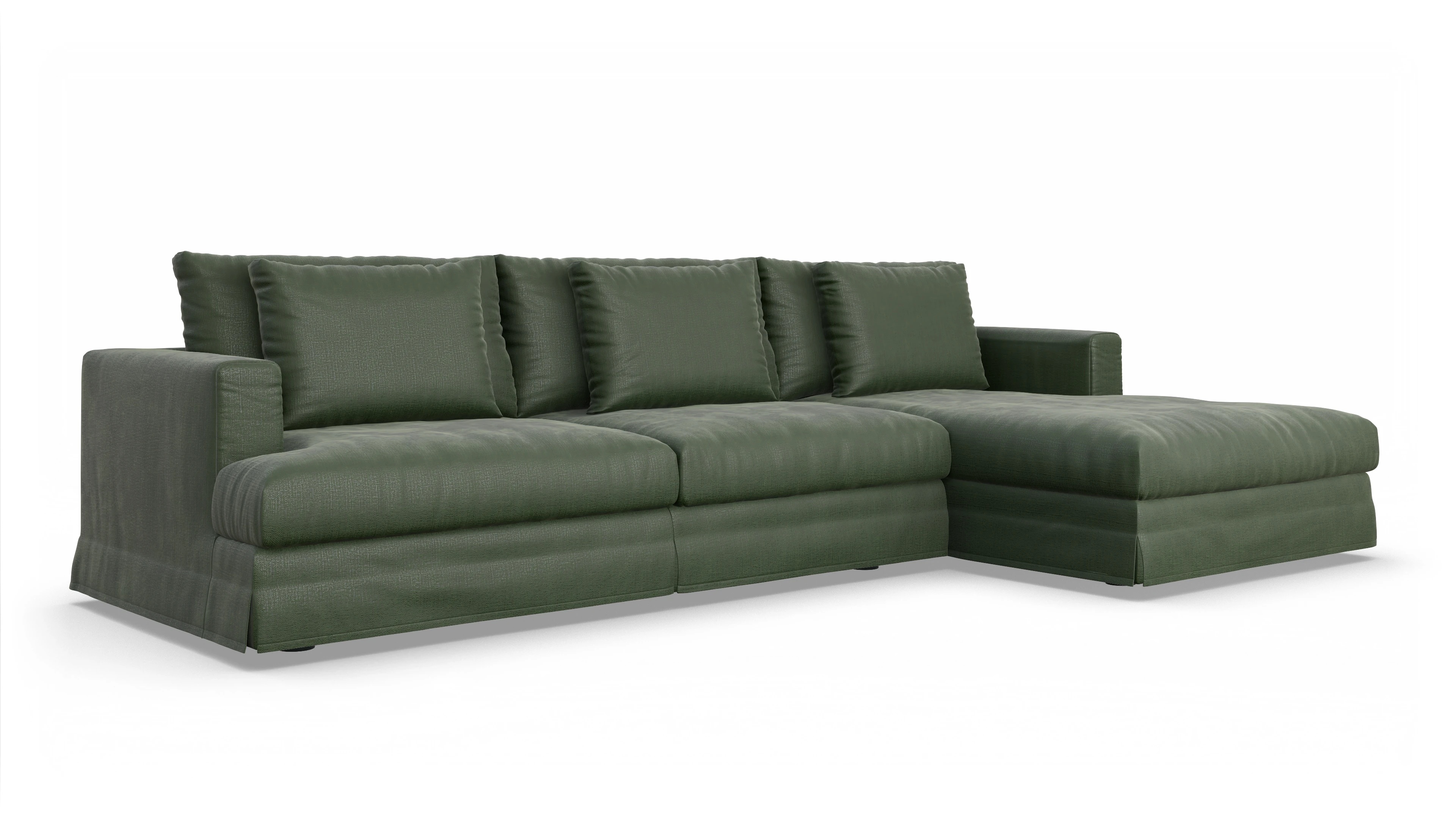 Ansicht des Produktes Pittori Sofa mit Rec rechts in Stoff grün