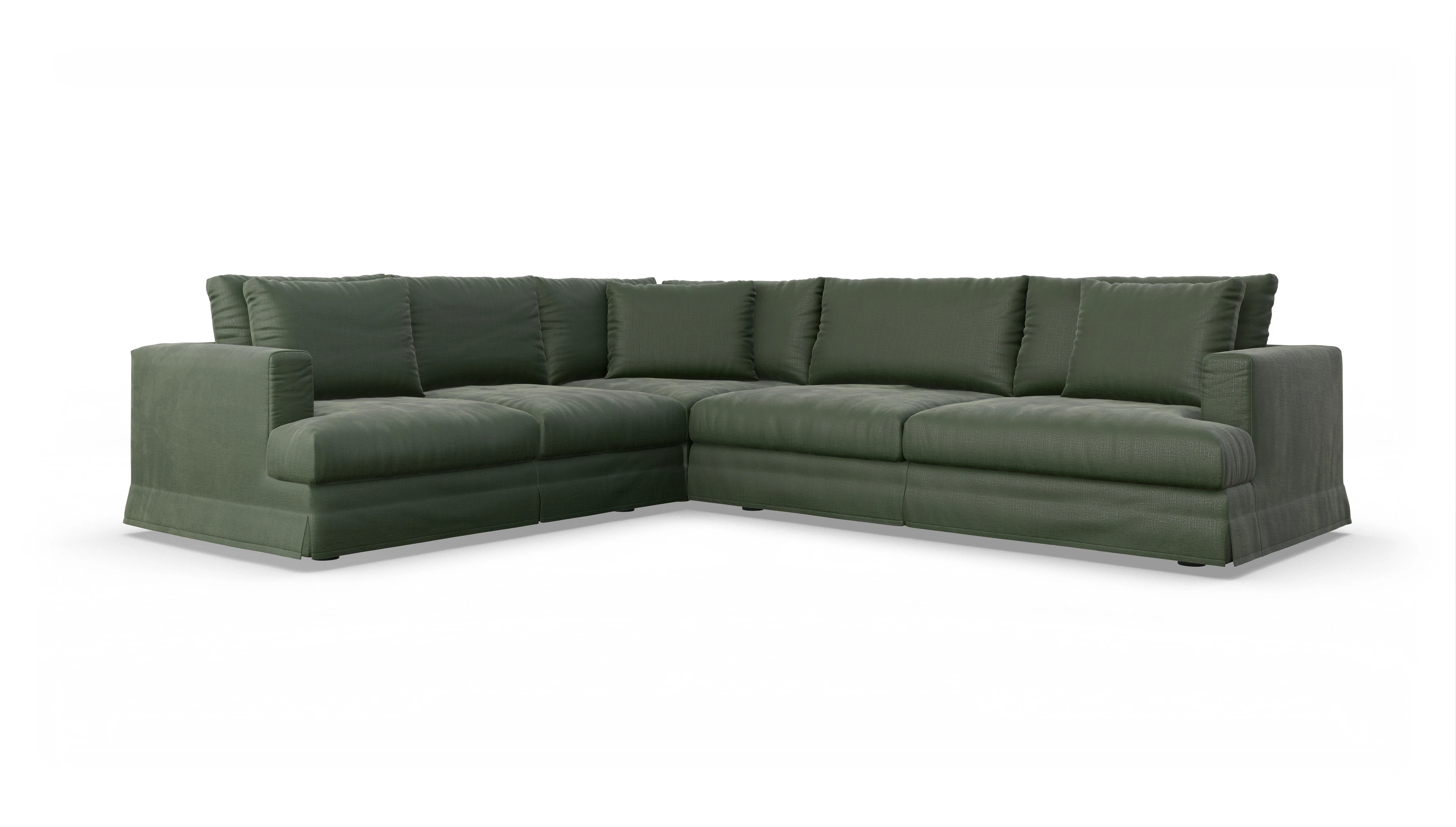 Pittori Hussen-Sofa Ansicht des Produktes Pittori Ecksofa Links in Stoff grün