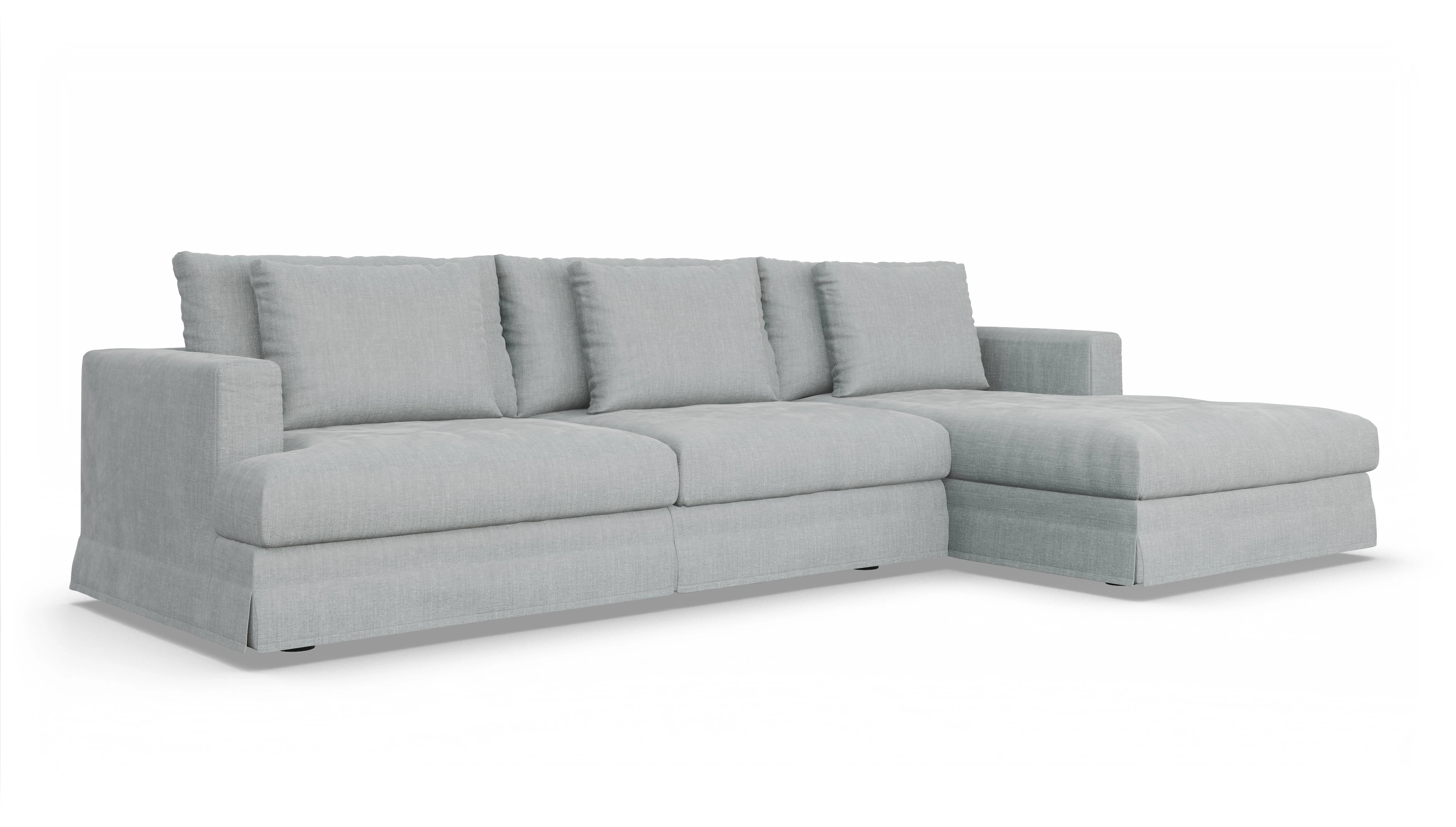 Ansicht des Produktes Pittori Sofa mit Rec rechts in Stoff grau