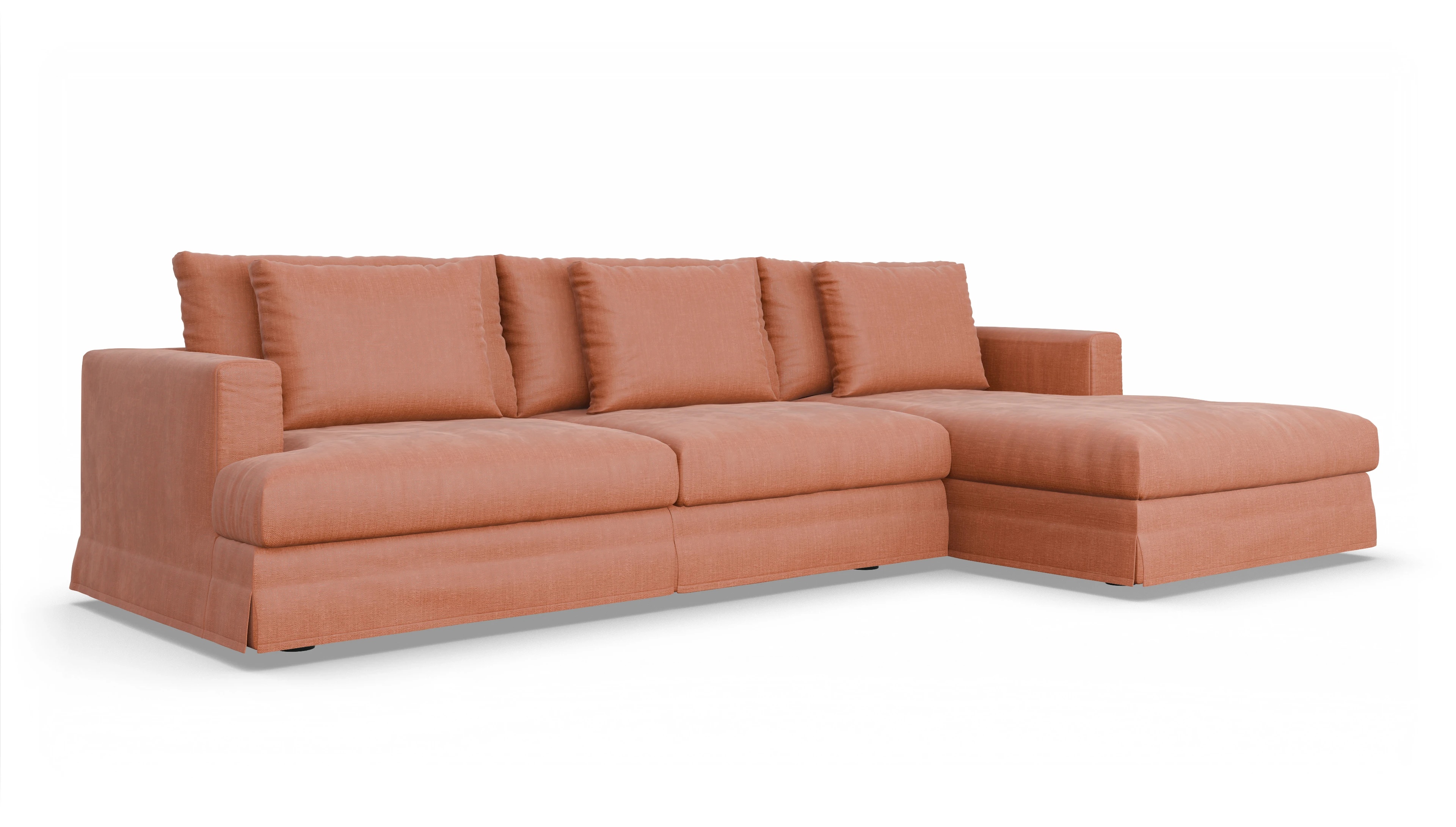 Ansicht des Produktes Pittori Sofa mit Rec rechts in Stoff orange