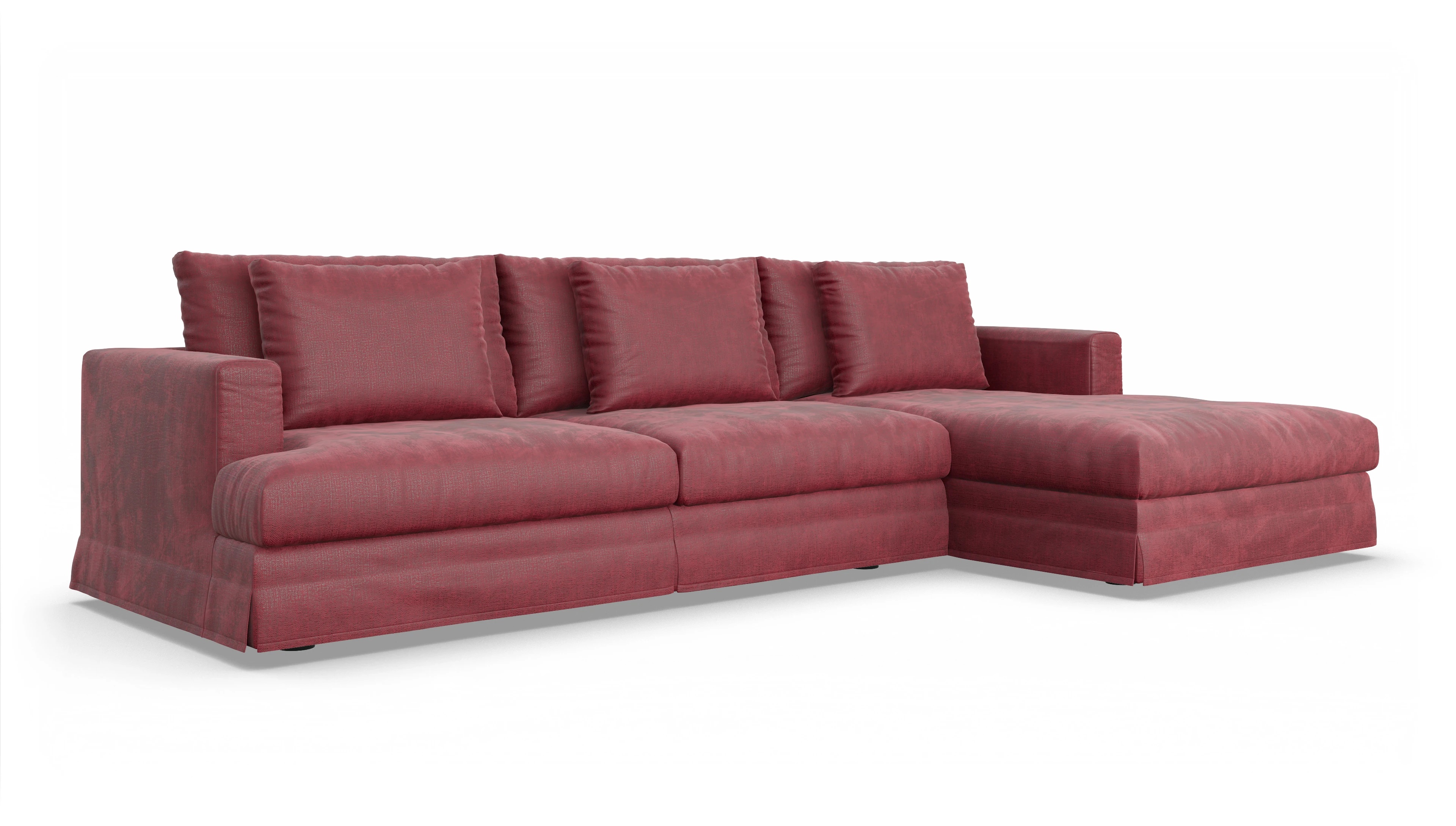 Ansicht des Produktes Pittori Sofa mit Rec rechts in Stoff rot