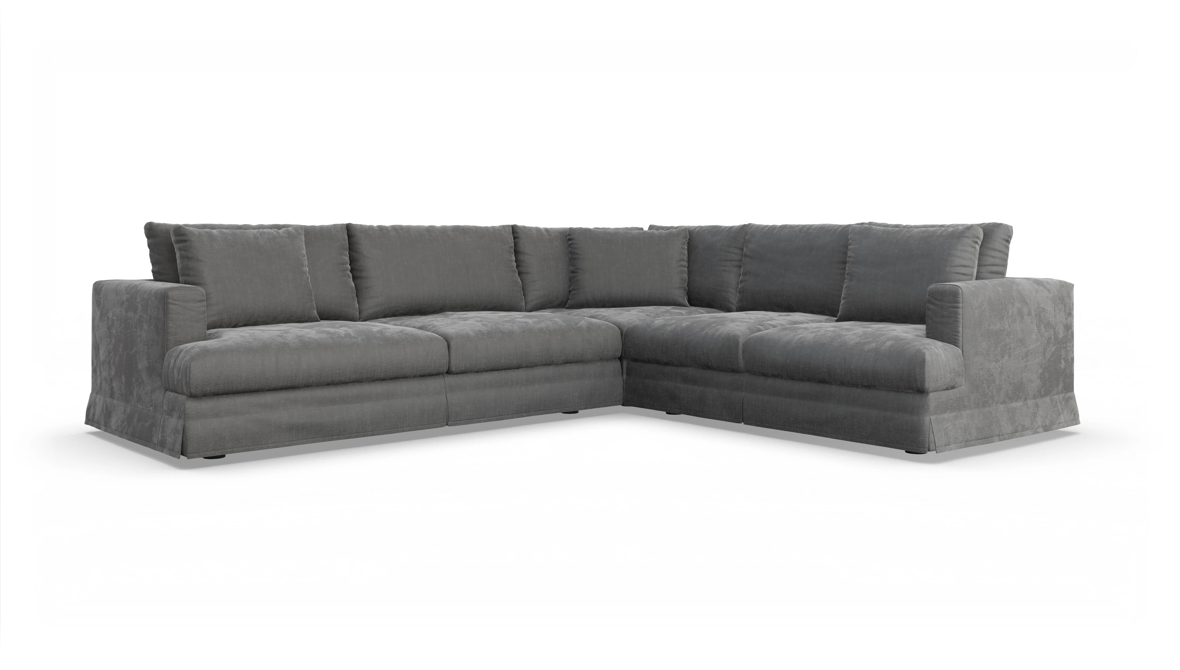 Pittori Hussen-Sofa Ansicht des Produktes Pittori Ecksofa Rechts in Stoff grau