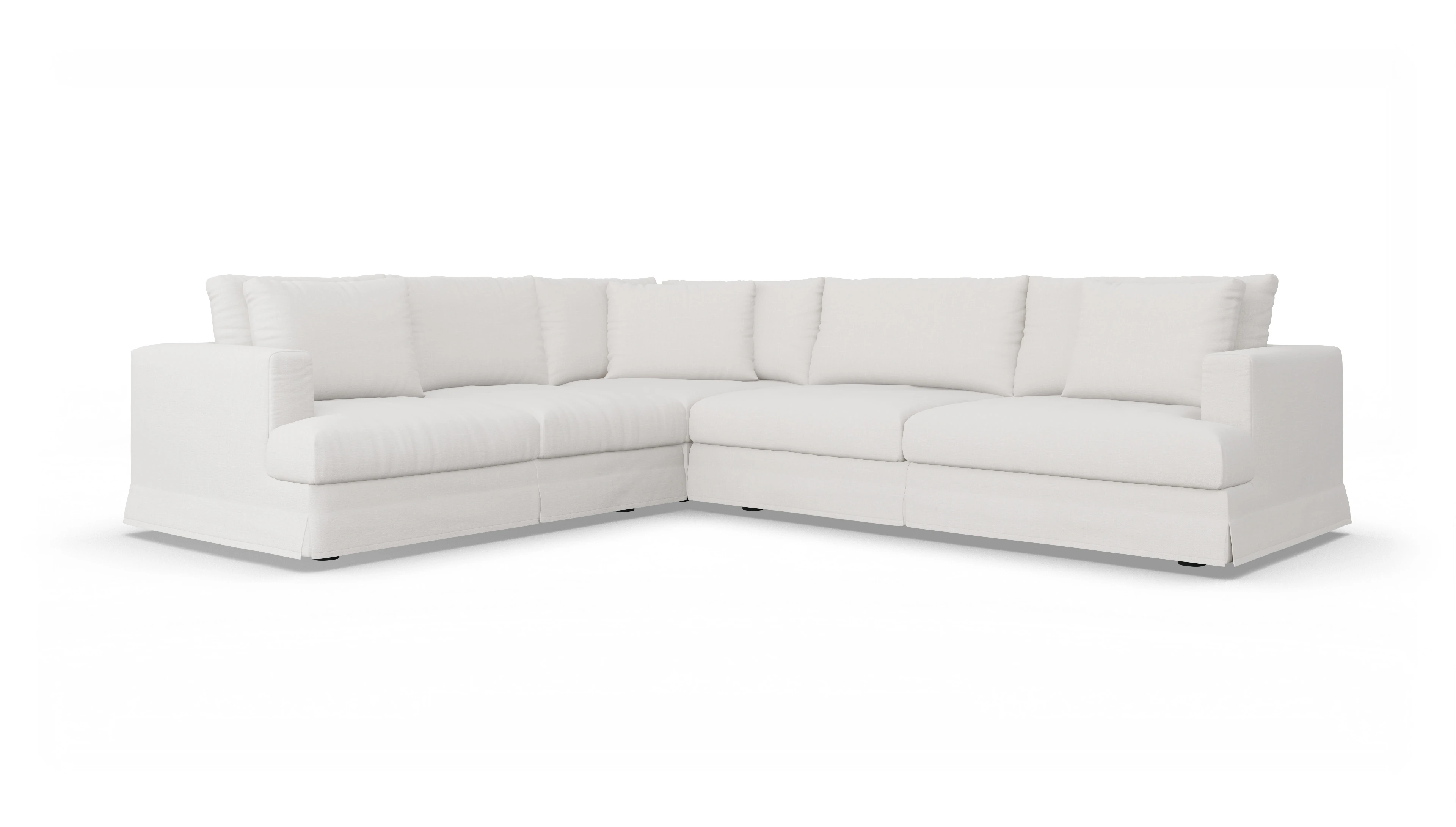 Pittori Hussen-Sofa Ansicht des Produktes Pittori Ecksofa Links in Stoff weiß