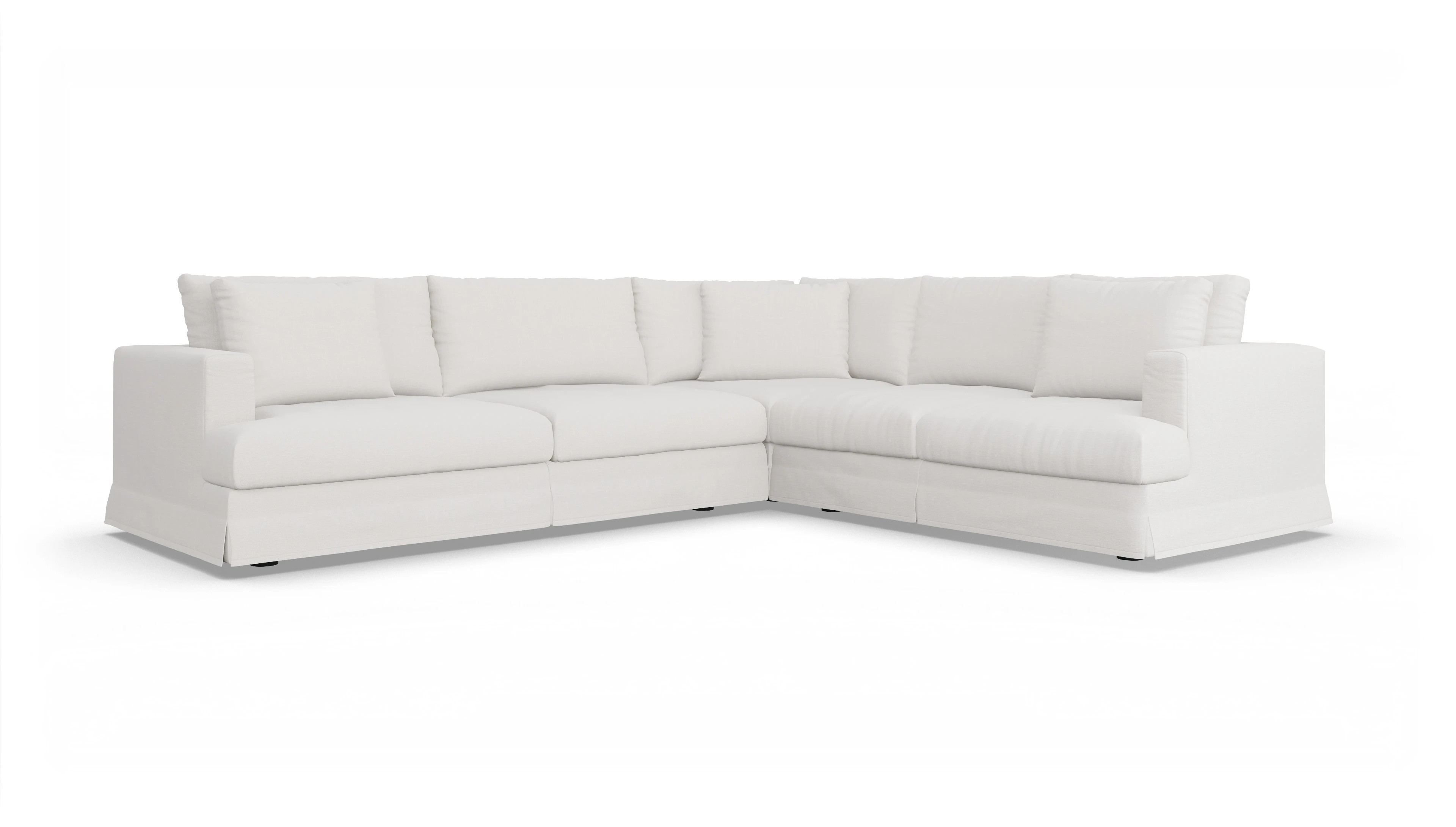 Pittori Hussen-Sofa Ansicht des Produktes Pittori Ecksofa Rechts in Stoff weiß