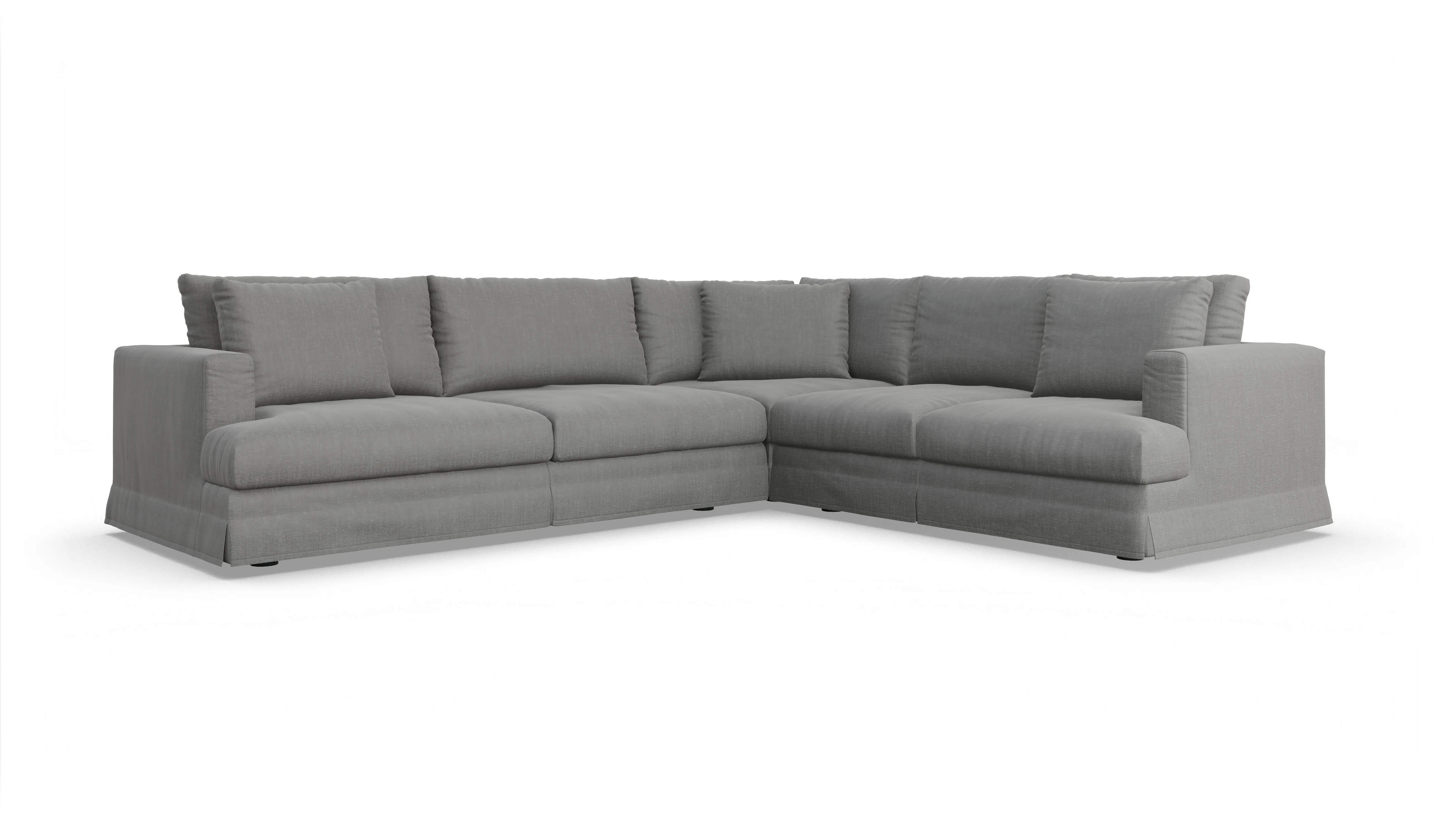 Pittori Hussen-Sofa Ansicht des Produktes Pittori Ecksofa Rechts in Stoff grau