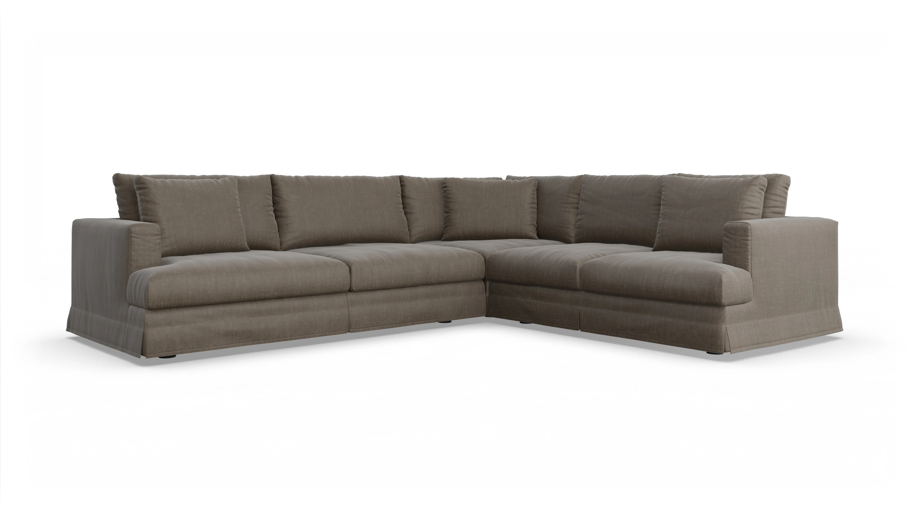 Pittori Hussen-Sofa Ansicht des Produktes Pittori Ecksofa Rechts in Stoff braun