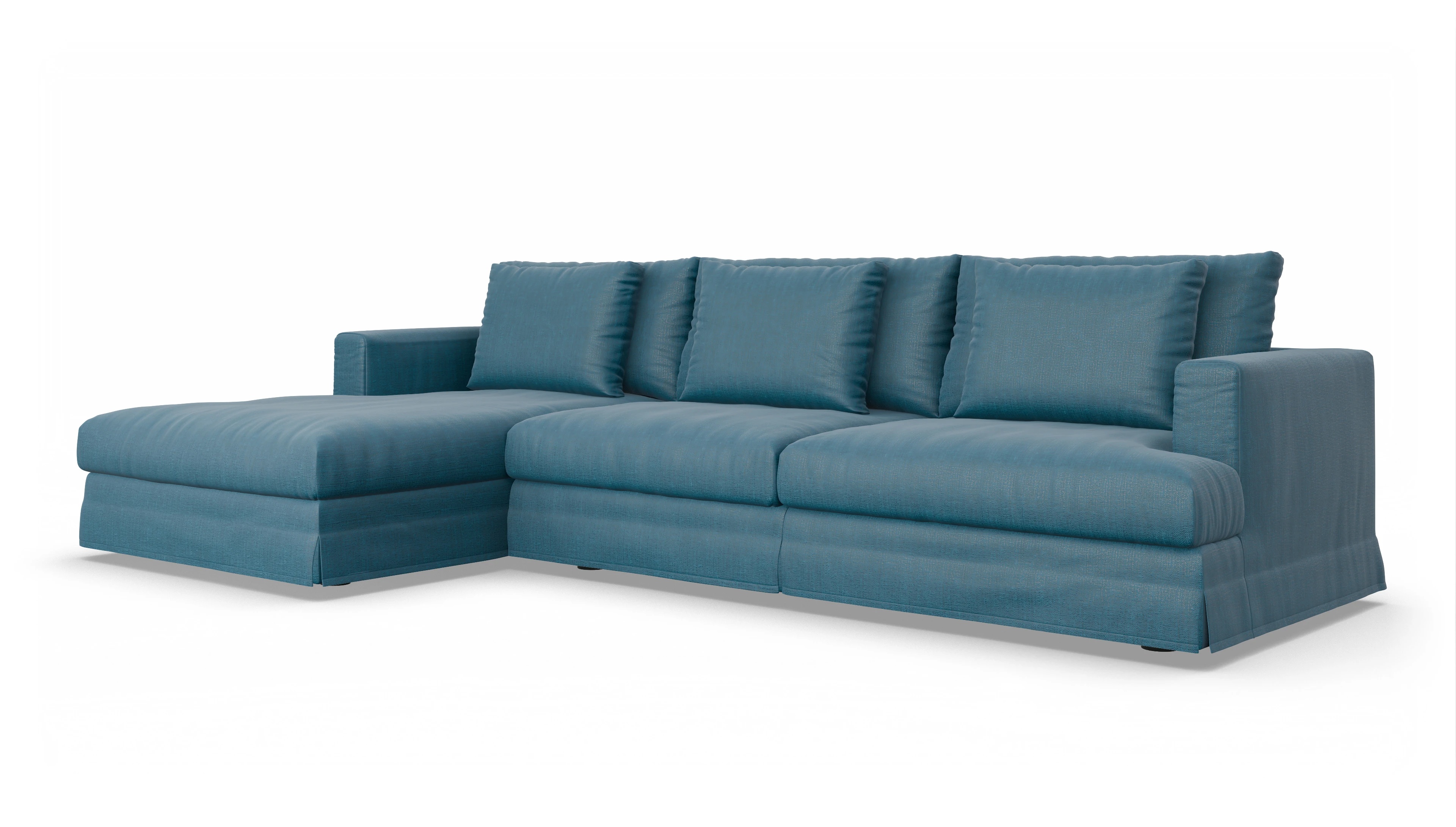 Ansicht des Produktes Pittori Sofa mit Rec links in Stoff blau