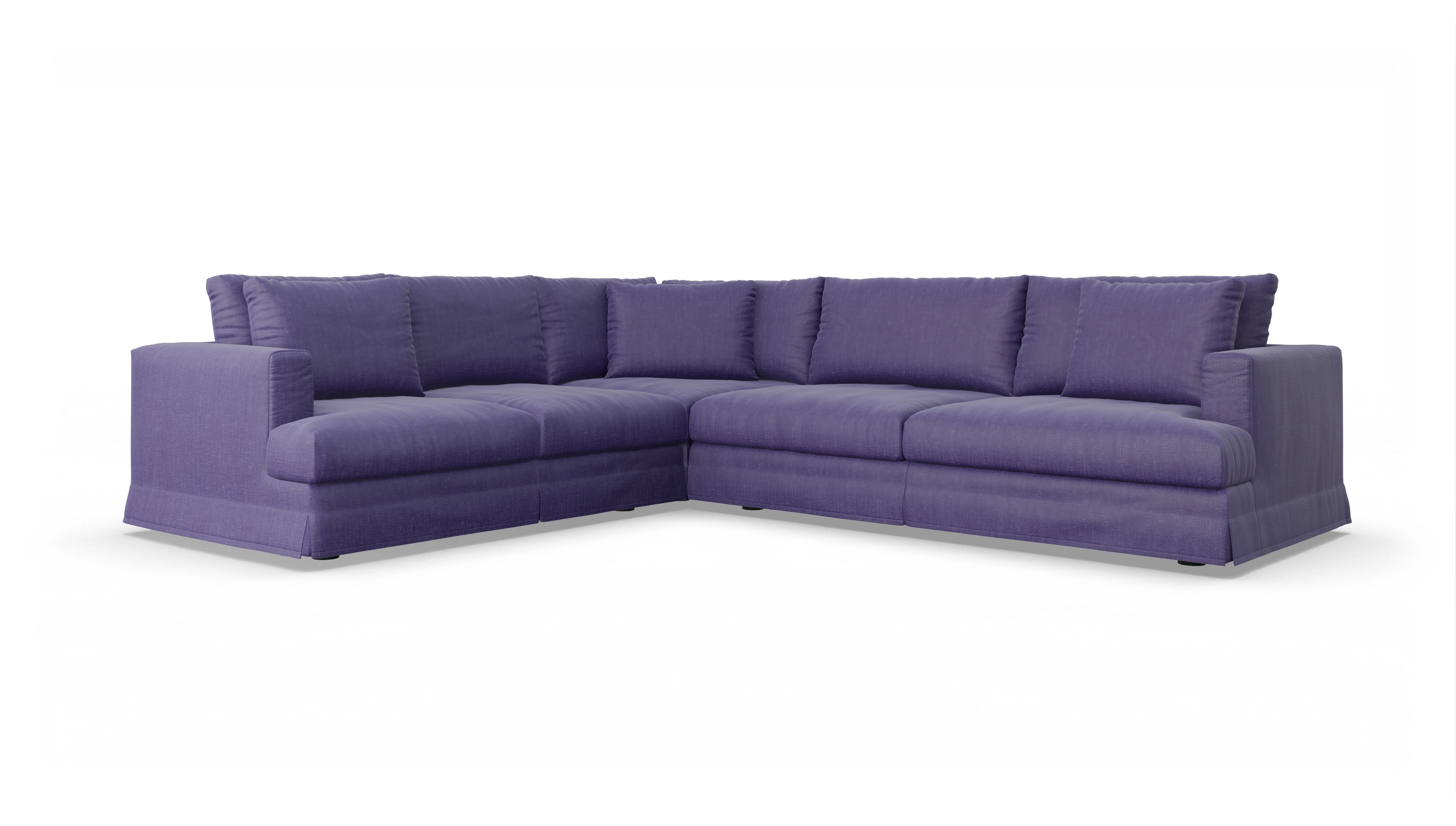 Pittori Hussen-Sofa Ansicht des Produktes Pittori Ecksofa Links in Stoff blau