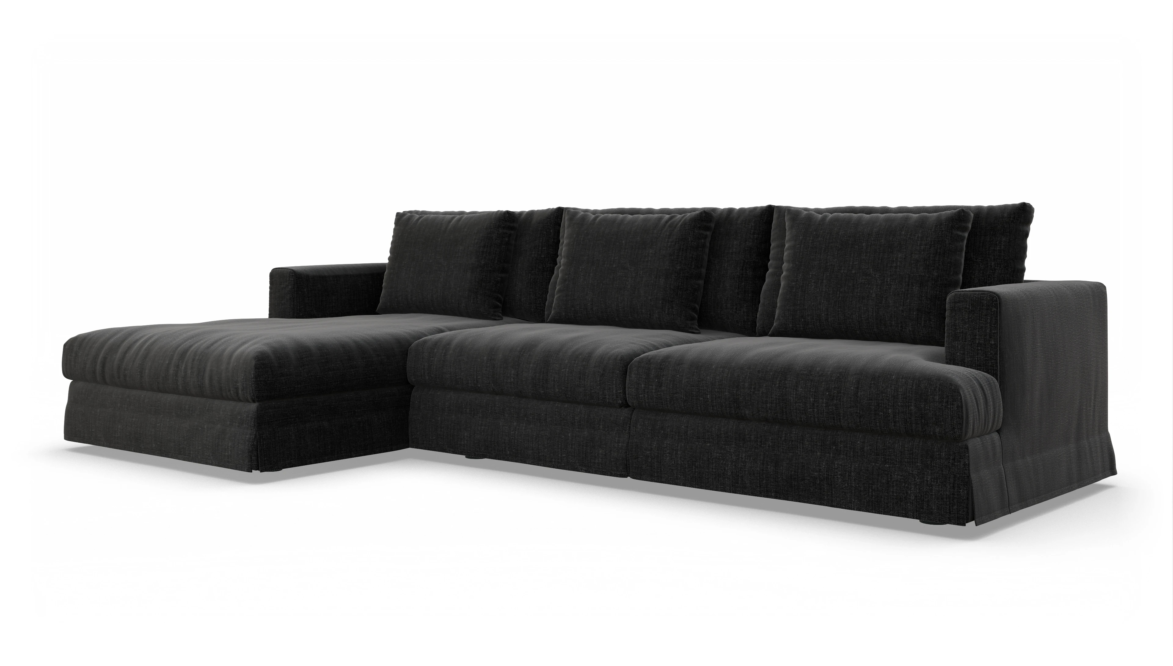 Pittori Hussen-Sofa Ansicht des Produktes Pittori Sofa mit Rec links in Stoff schwarz