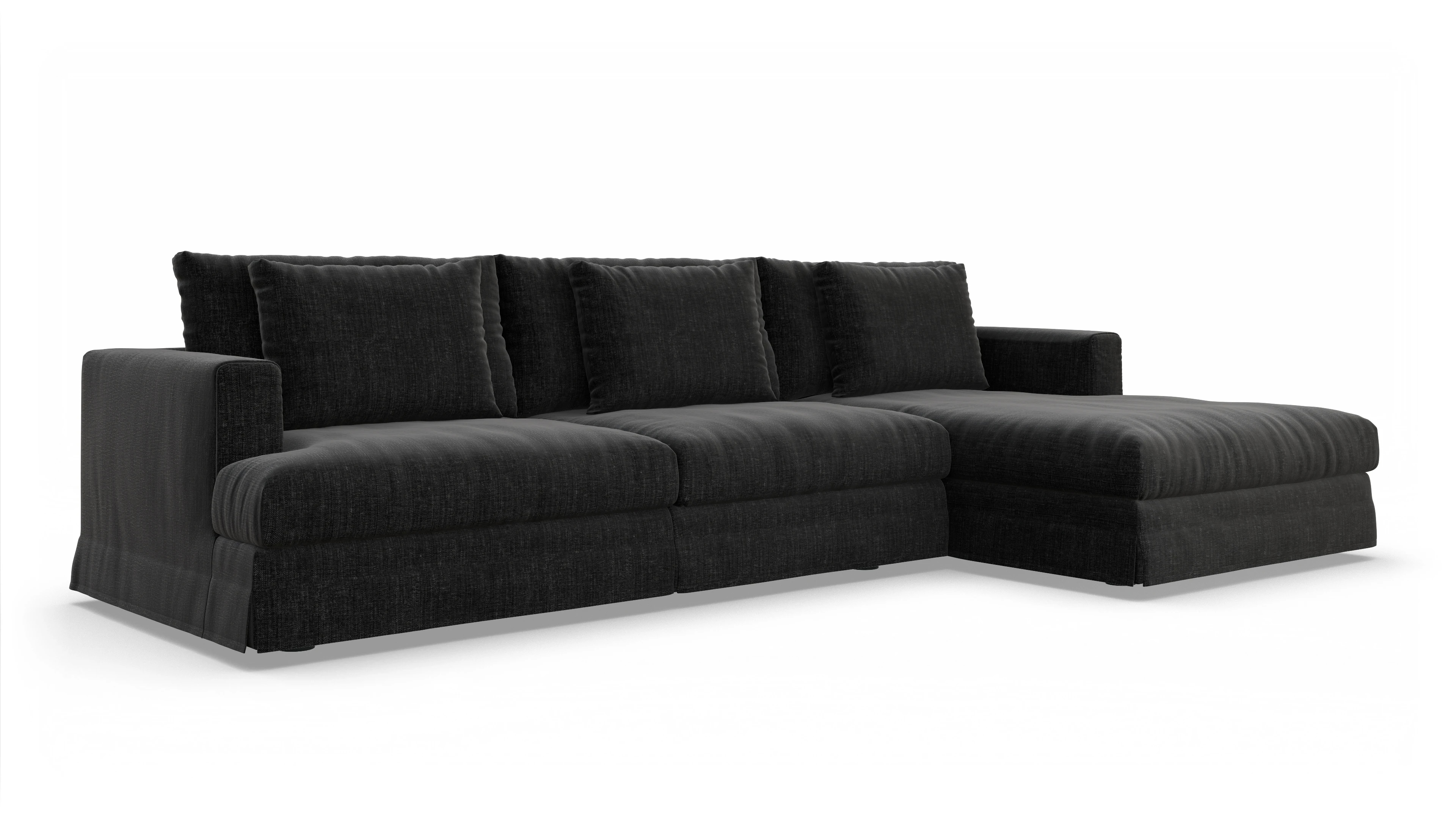 Pittori Hussen-Sofa Ansicht des Produktes Pittori Sofa mit Rec rechts in Stoff schwarz