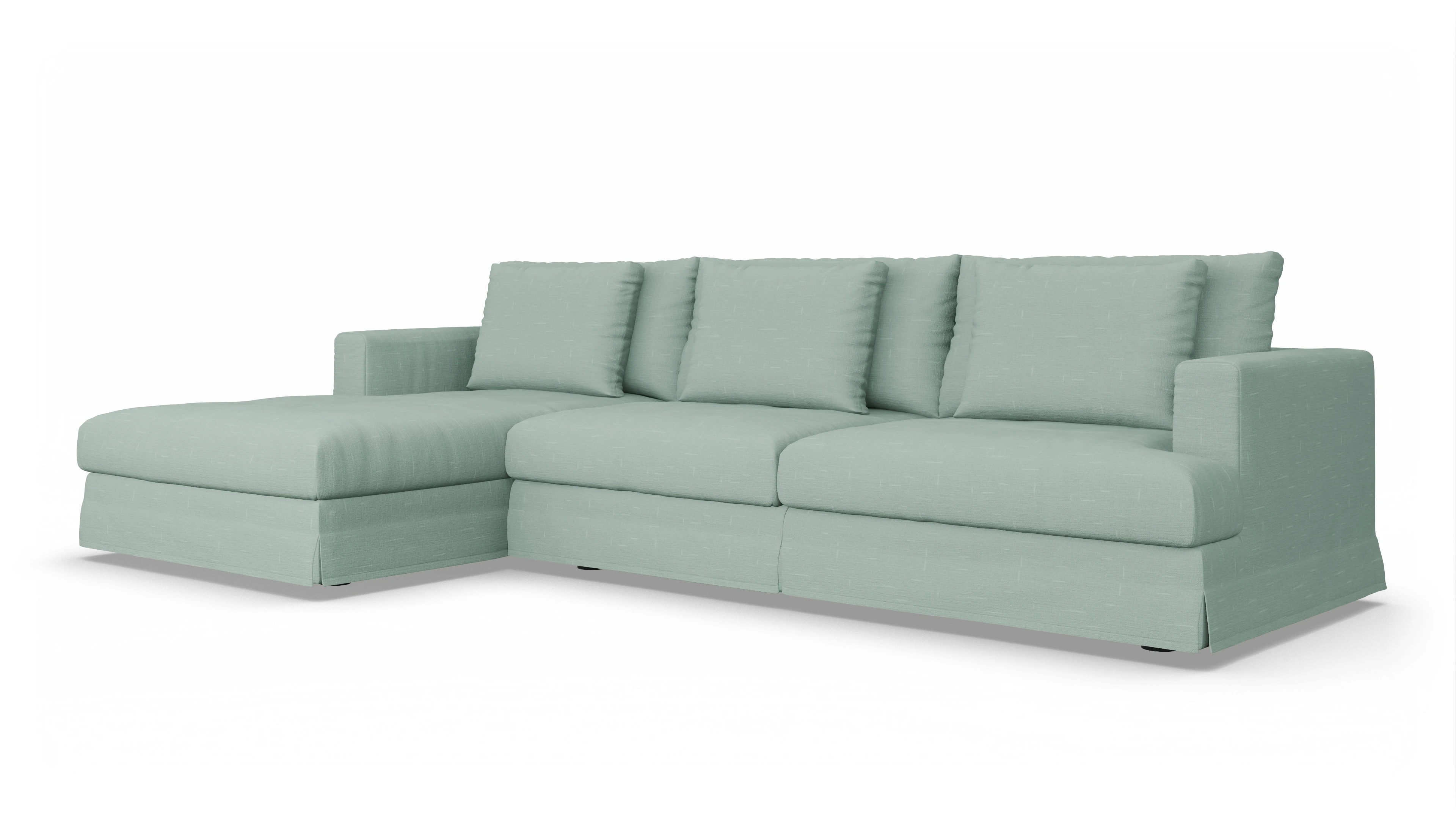 Ansicht des Produktes Pittori Sofa mit Rec links in Stoff grün