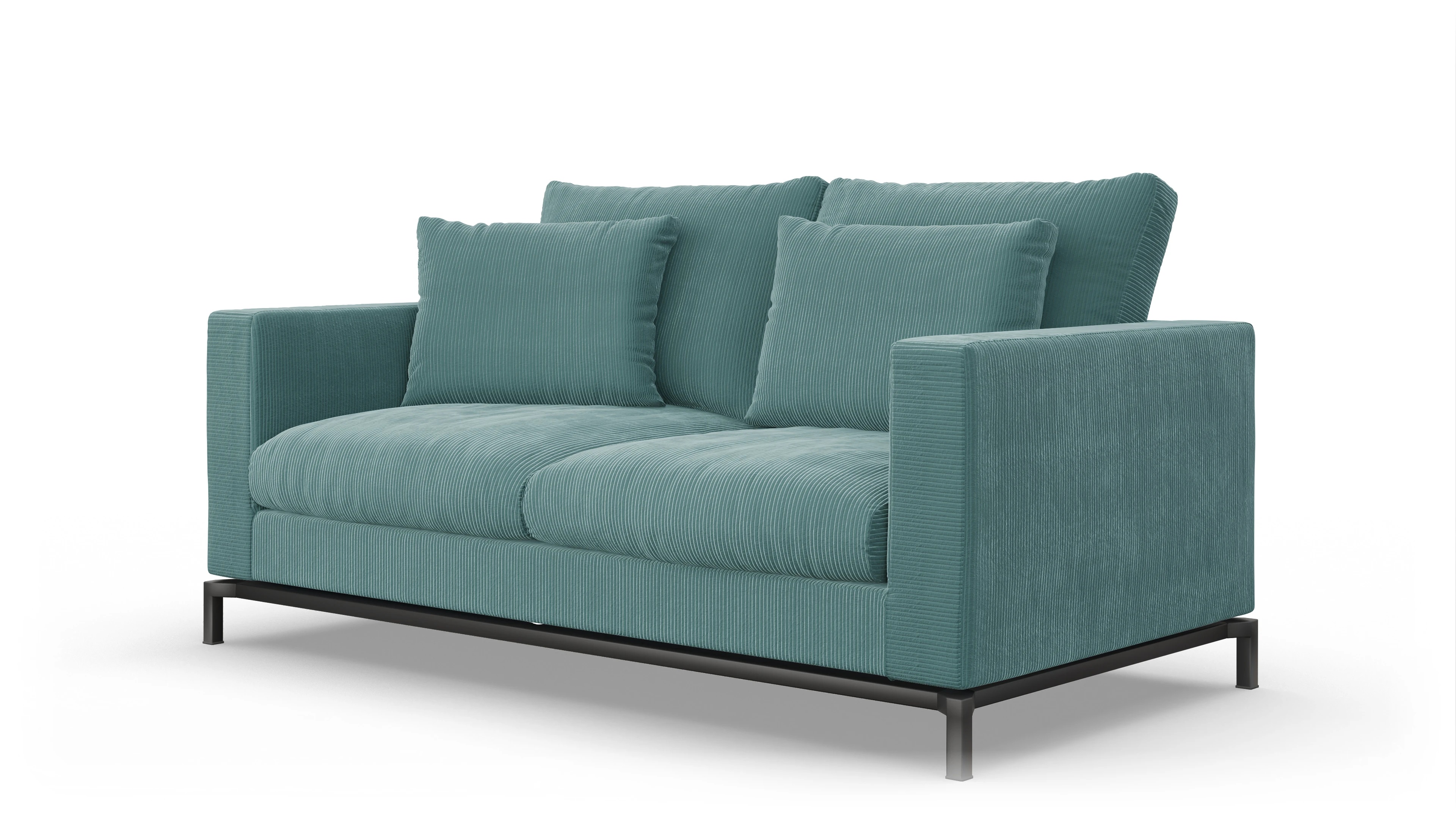 Design-Couch Fenice Ansicht des Produktes Fenice 2,5-Sitzer in blau