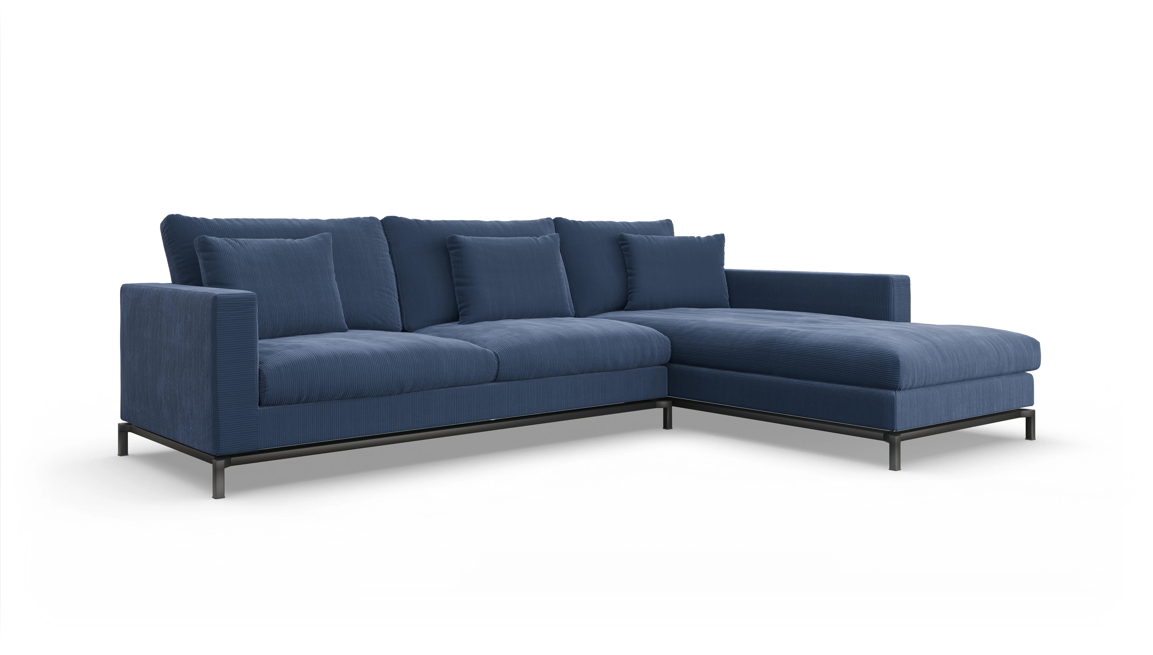 Design-Couch Fenice Ansicht des Produktes Fenice Sofa mit Rec rechts in blau