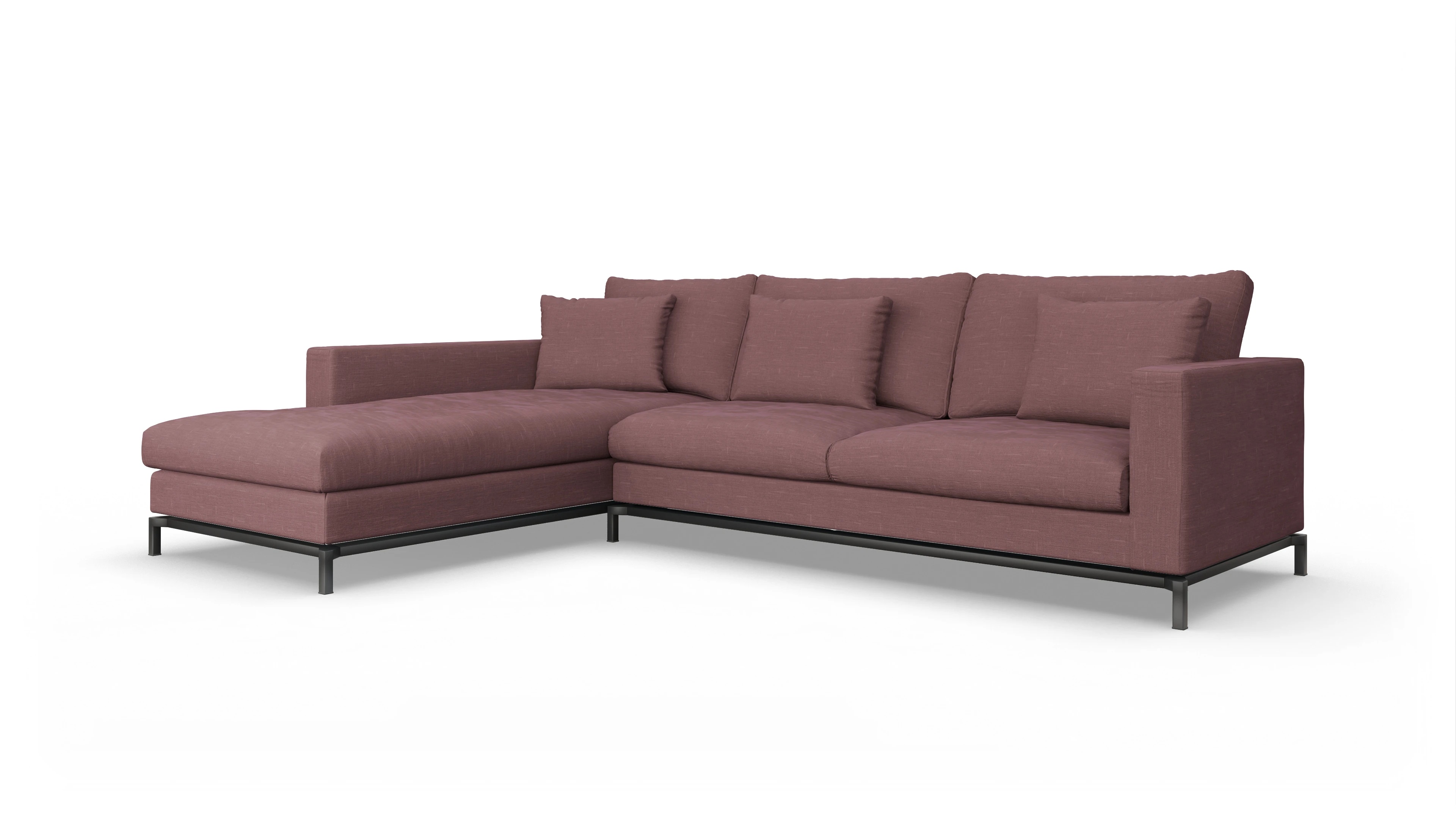 Design-Couch Fenice Ansicht des Produktes Fenice Sofa mit Rec links in rot