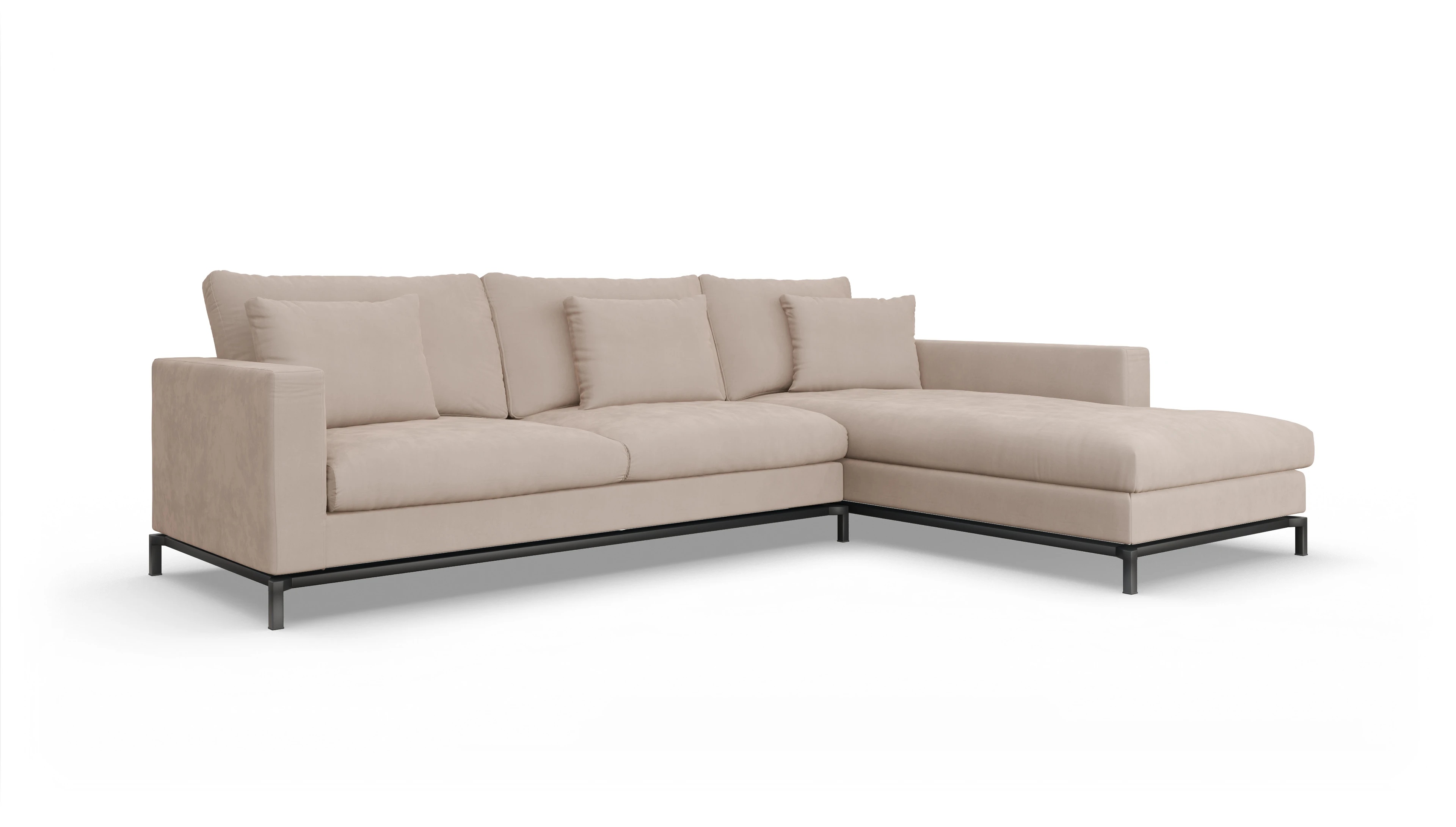 Design-Couch Fenice Ansicht des Produktes Fenice Sofa mit Rec rechts in beige