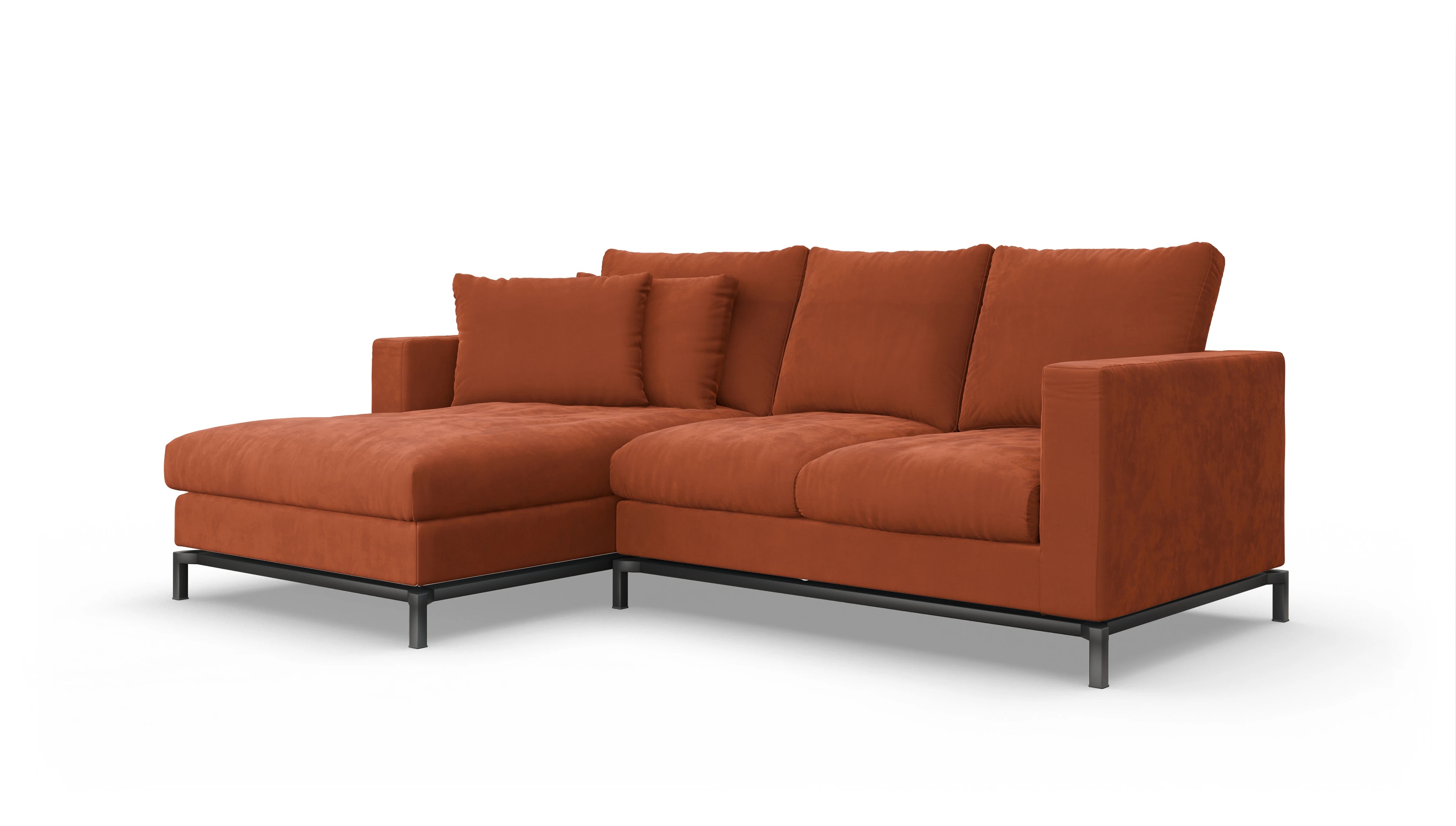 Ansicht des Produktes Fenice Sofa mit Rec links in orange