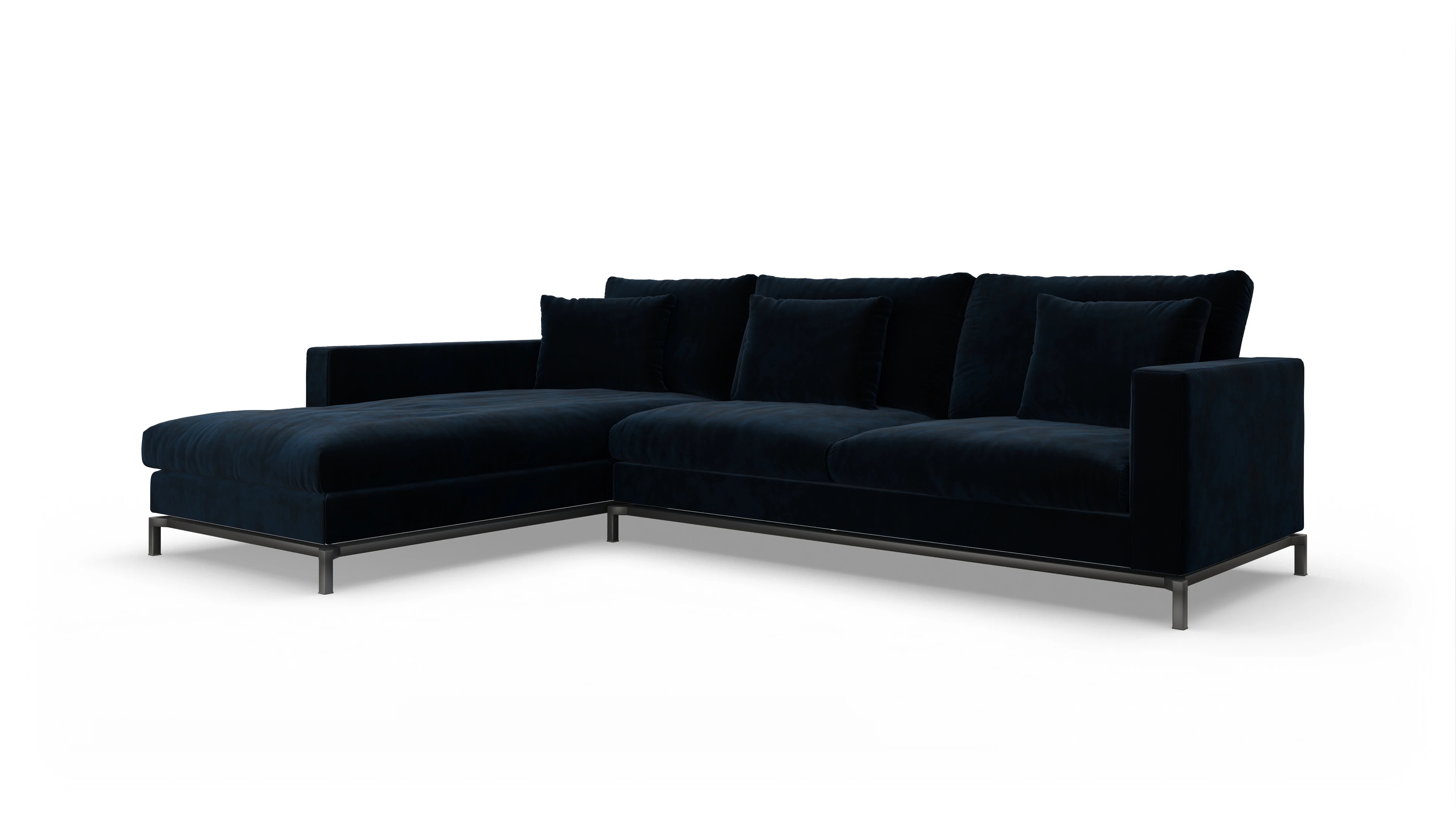 Design-Couch Fenice Ansicht des Produktes Fenice Sofa mit Rec links in blau