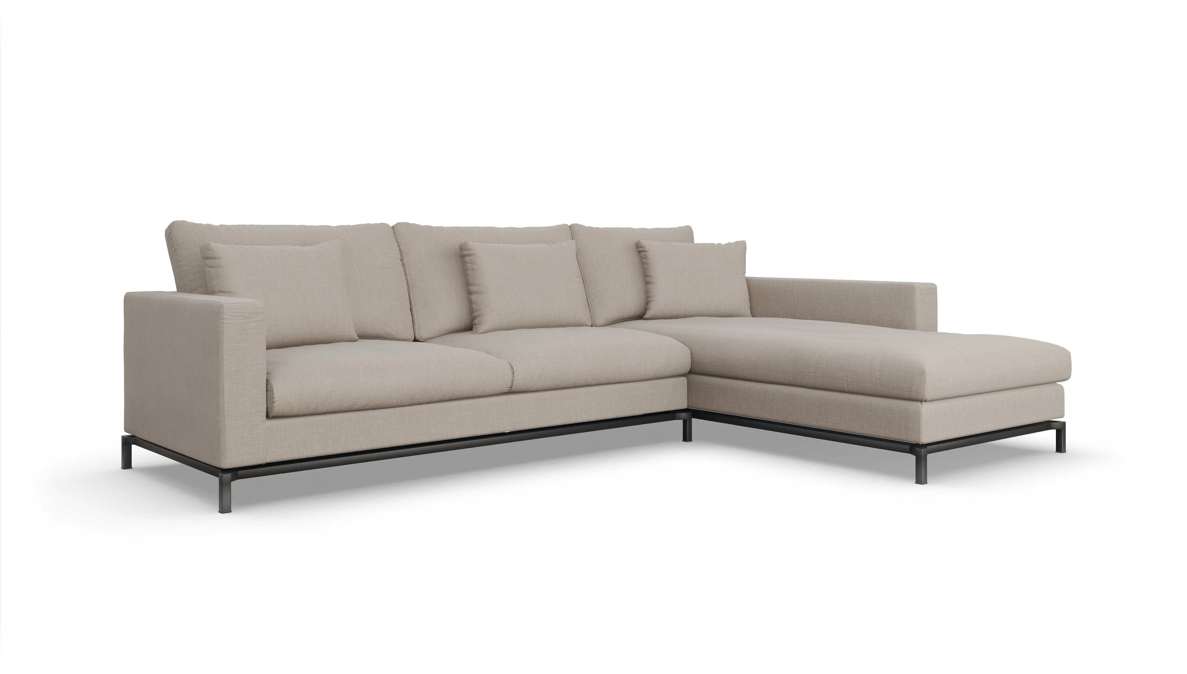 Design-Couch Fenice Ansicht des Produktes Fenice Sofa mit Rec rechts in braun
