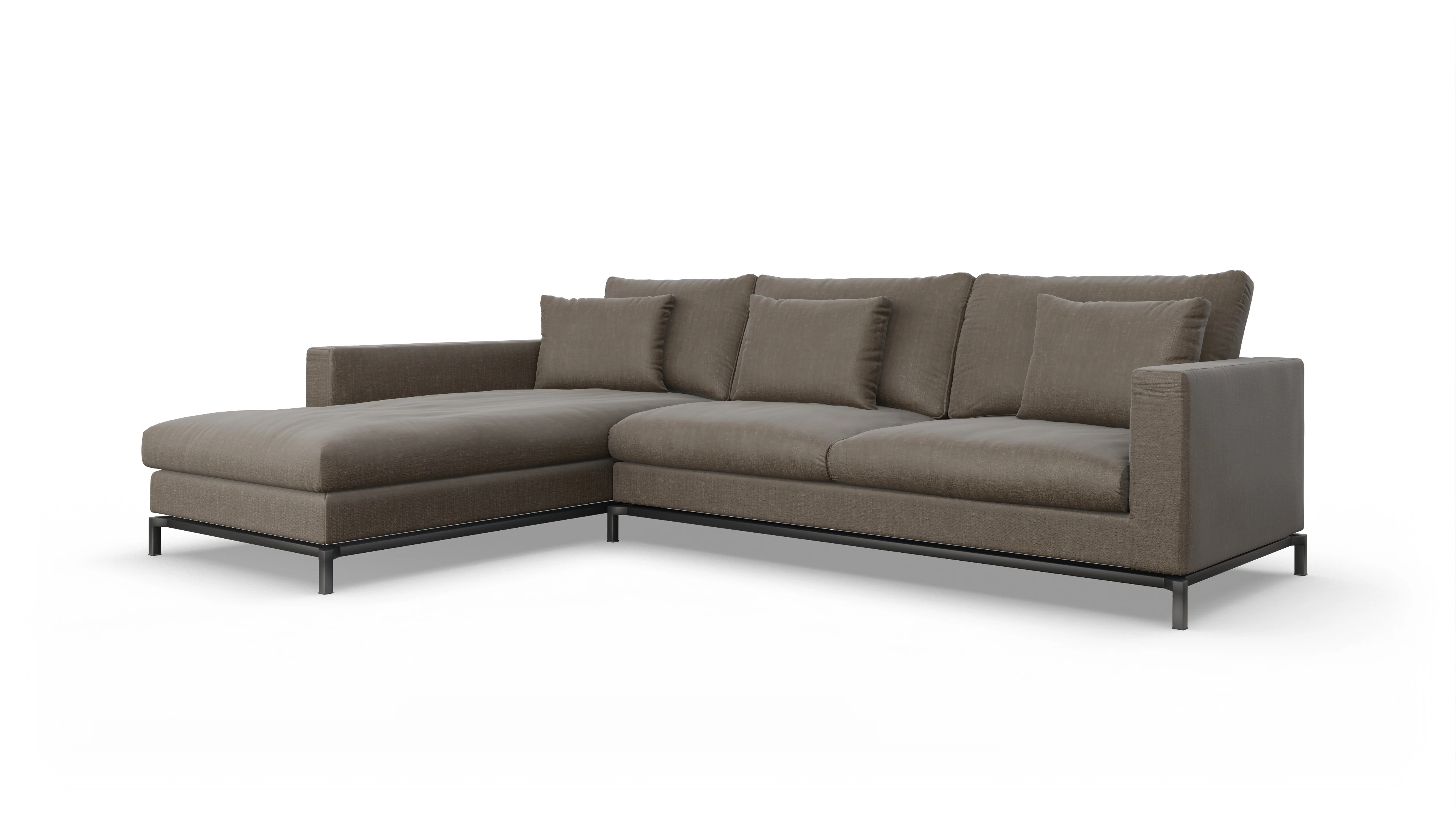 Design-Couch Fenice Ansicht des Produktes Fenice Sofa mit Rec links in braun