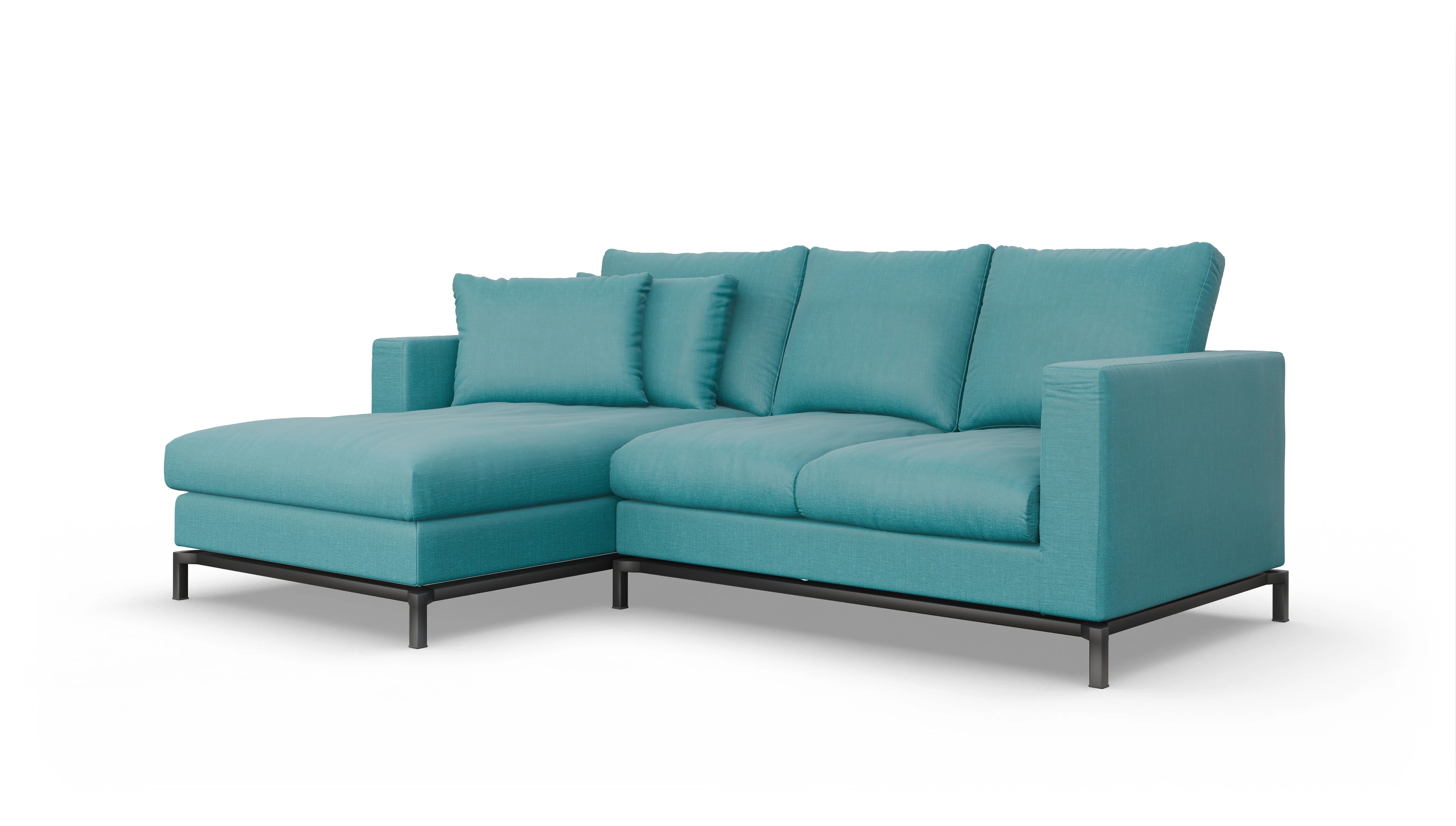 Design-Couch Fenice Ansicht des Produktes Fenice Sofa mit Rec links in blau