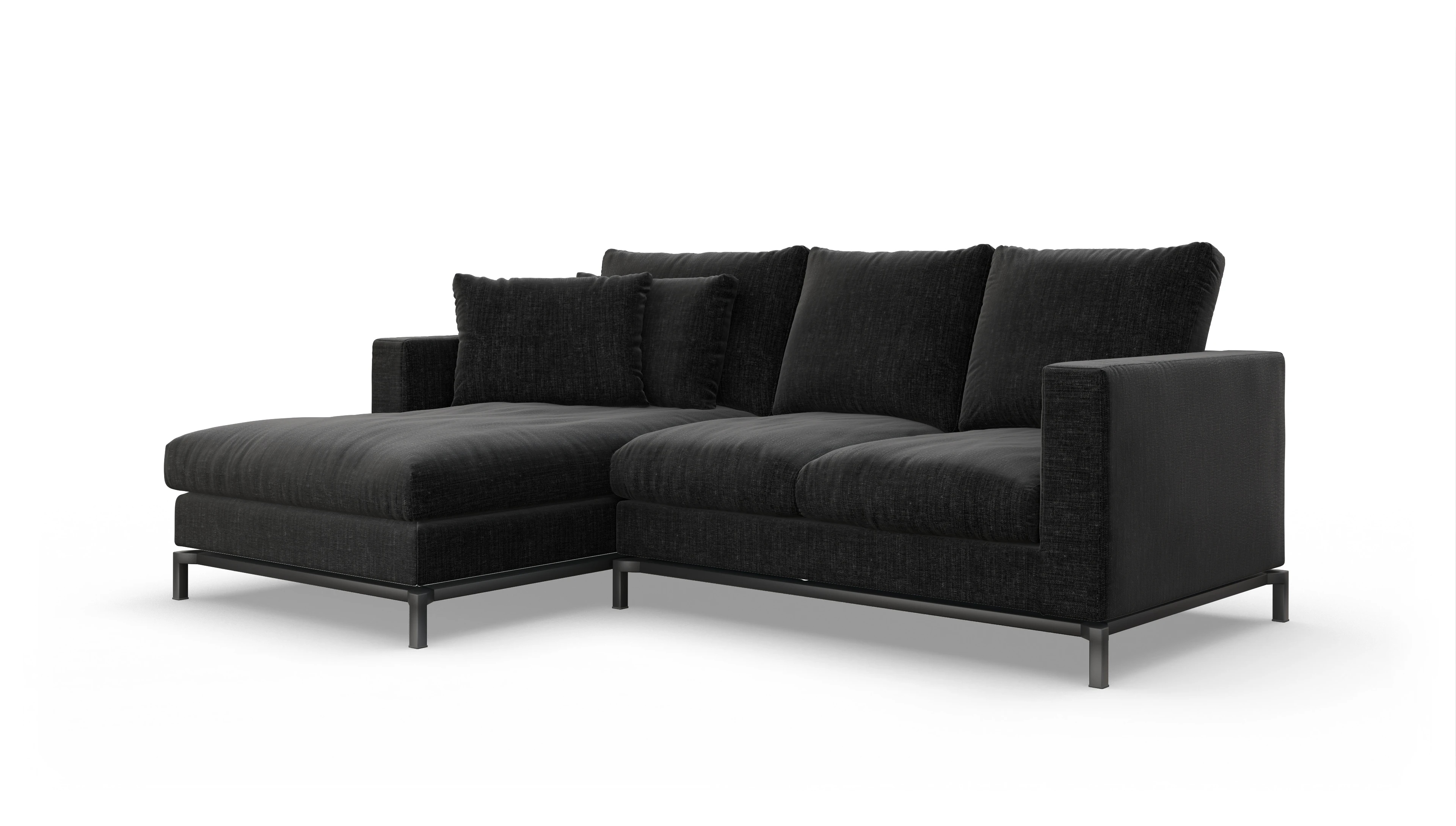 Design-Couch Fenice Ansicht des Produktes Fenice Sofa mit Rec links in schwarz