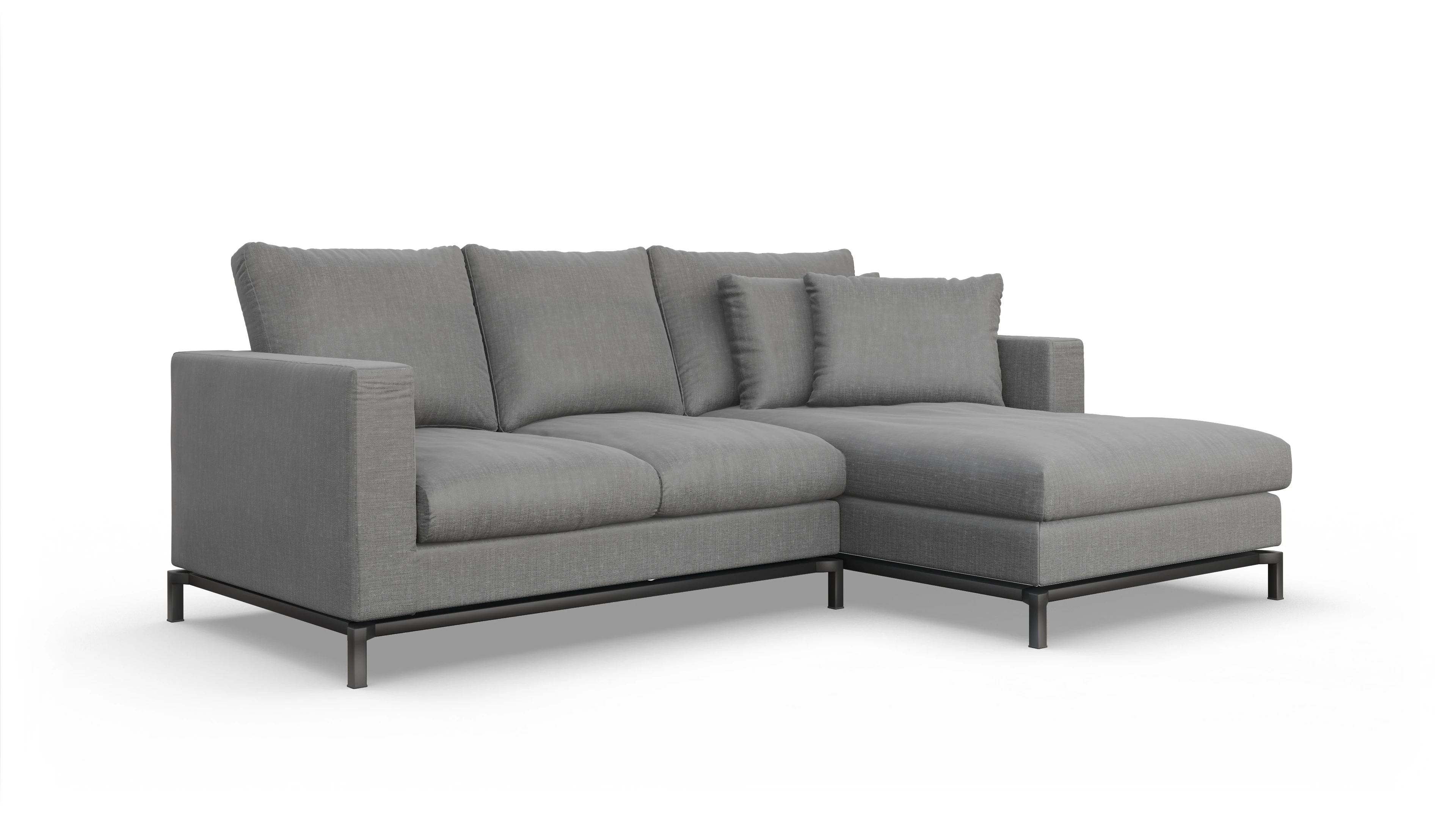 Design-Couch Fenice Ansicht des Produktes Fenice Sofa mit Rec rechts in grau