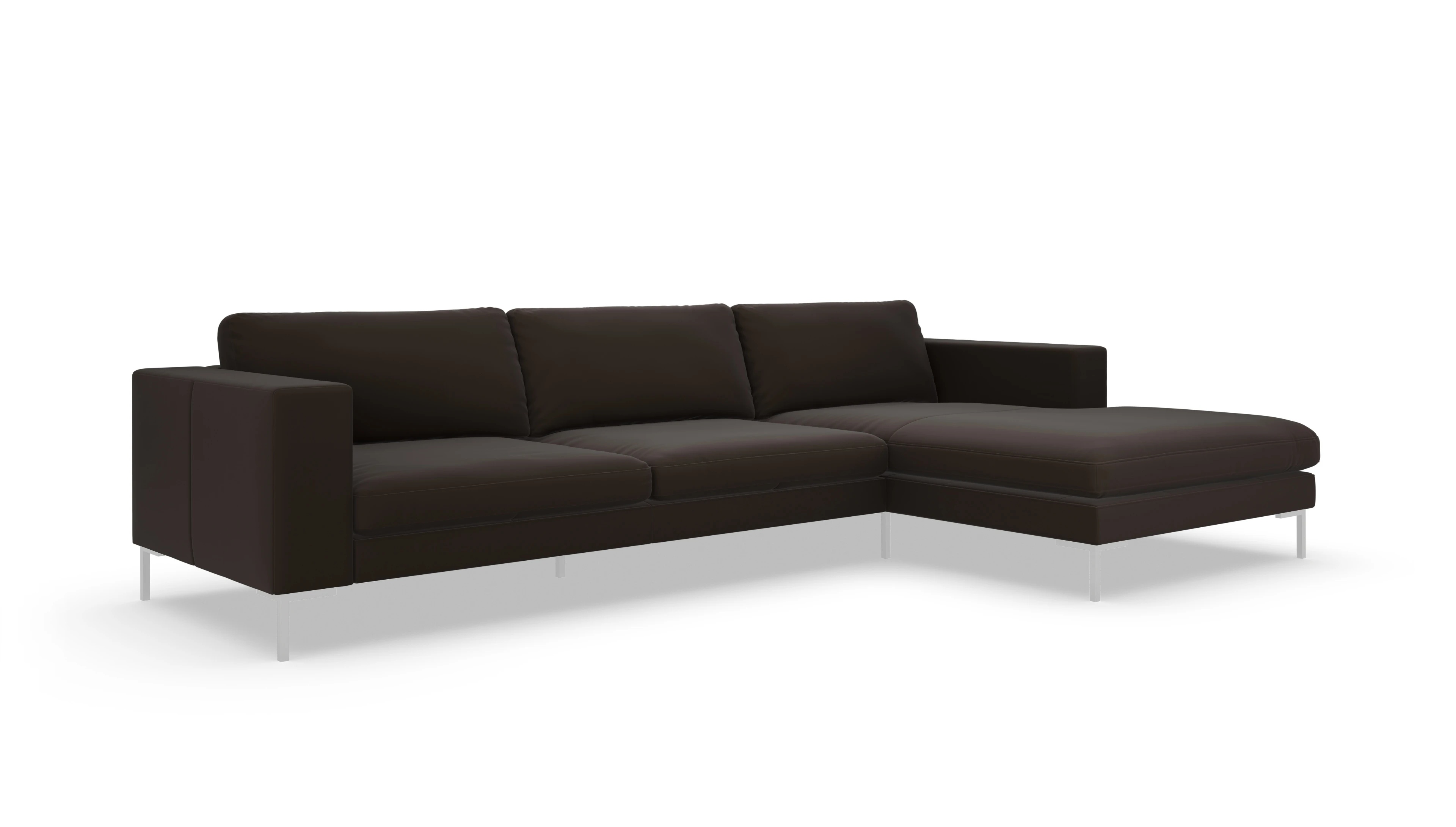Ansicht des Produktes Paludan Sofa mit Rec rechts in Leder braun