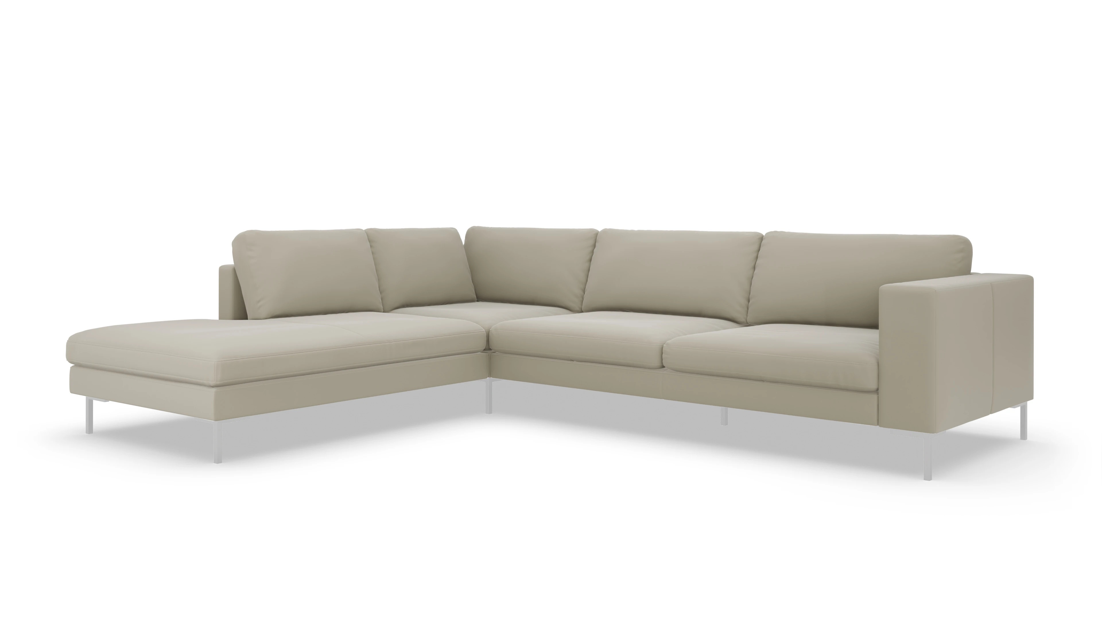 Paludan Ledersofa Ansicht des Produktes Paludan Sofa mit Ottomane links in Leder beige
