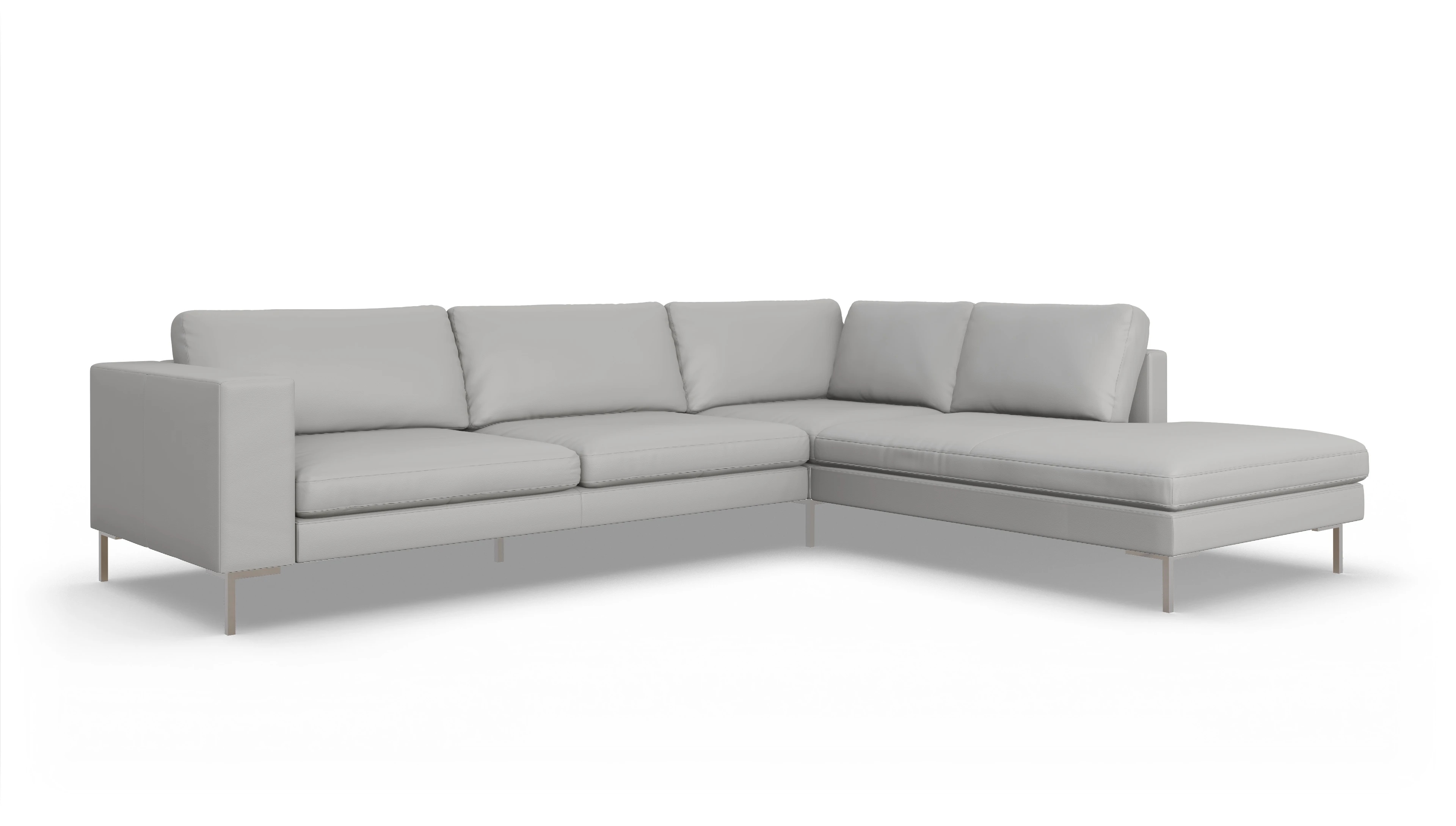 Ansicht des Produktes Paludan Sofa mit Ottomane rechts in Leder weiß