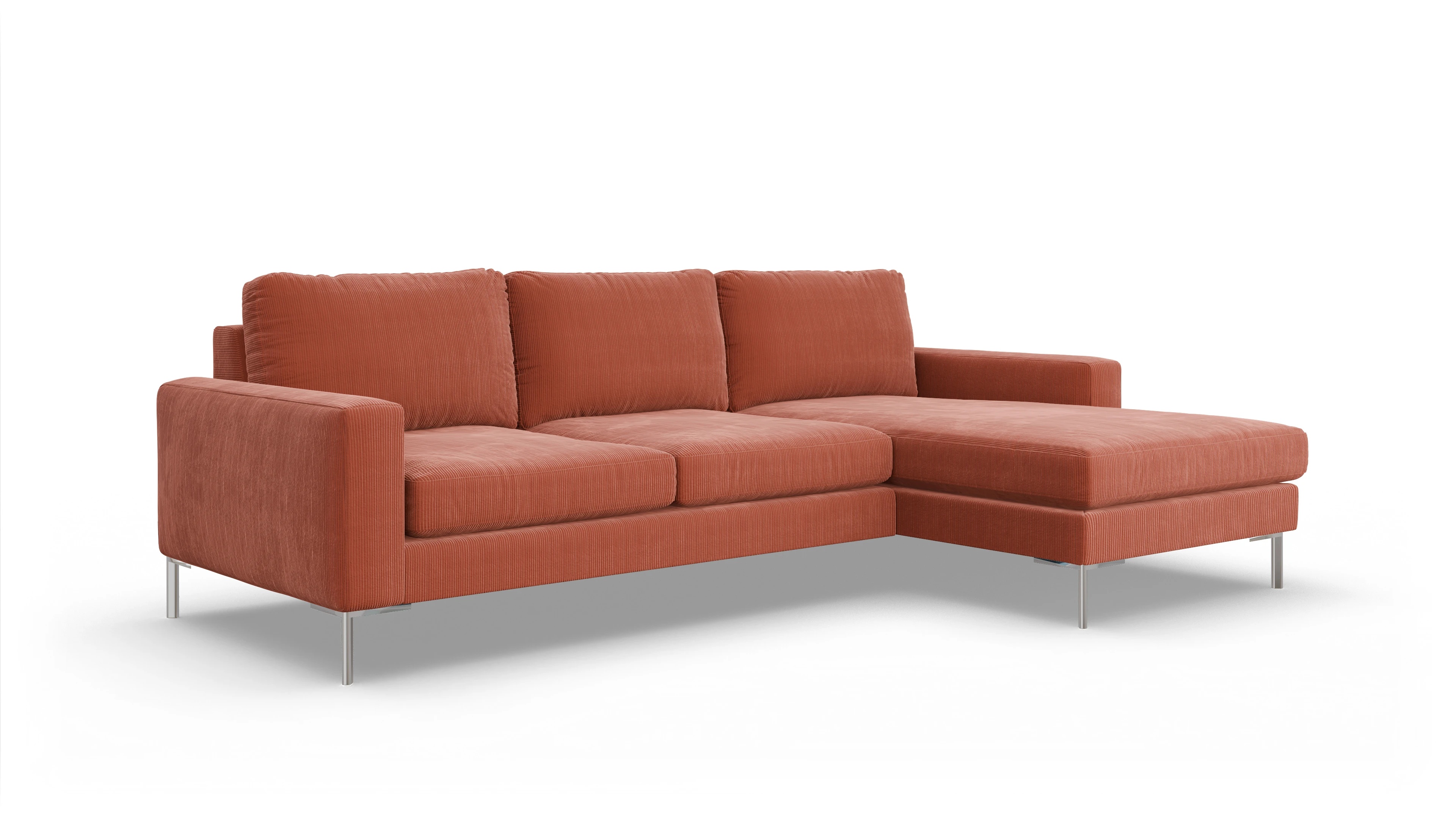 Ansicht des Produktes Pinedo Sofa mit Rec rechts in Cord orange