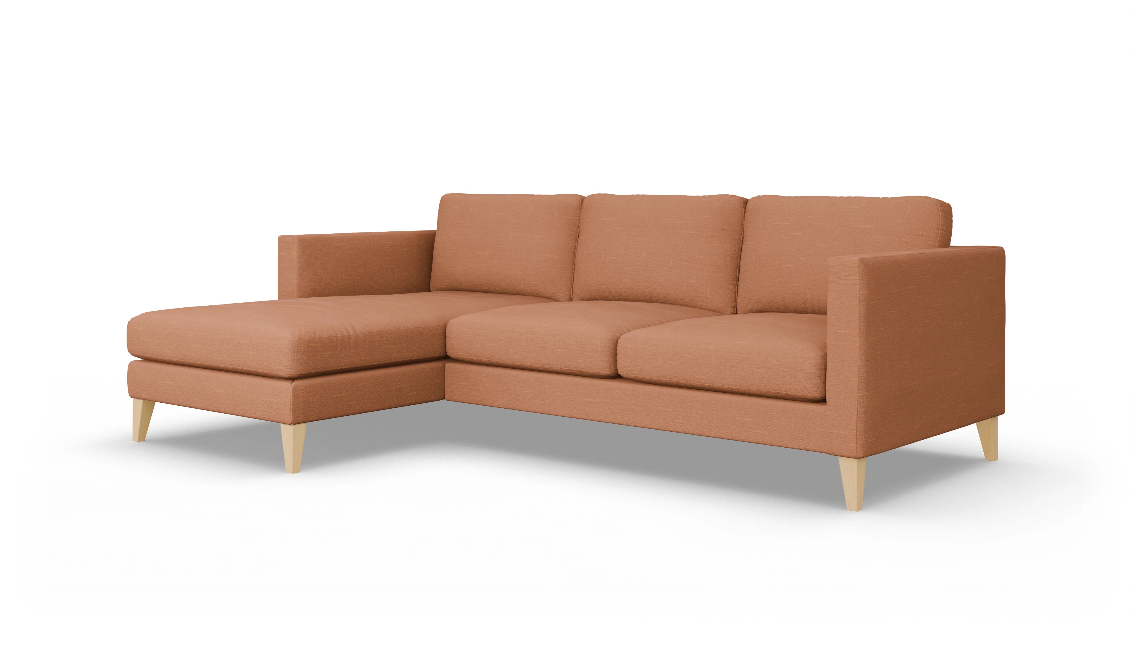 Montes Stoffsofa Ansicht des Produktes Montes Sofa mit Rec links in Stoff orange