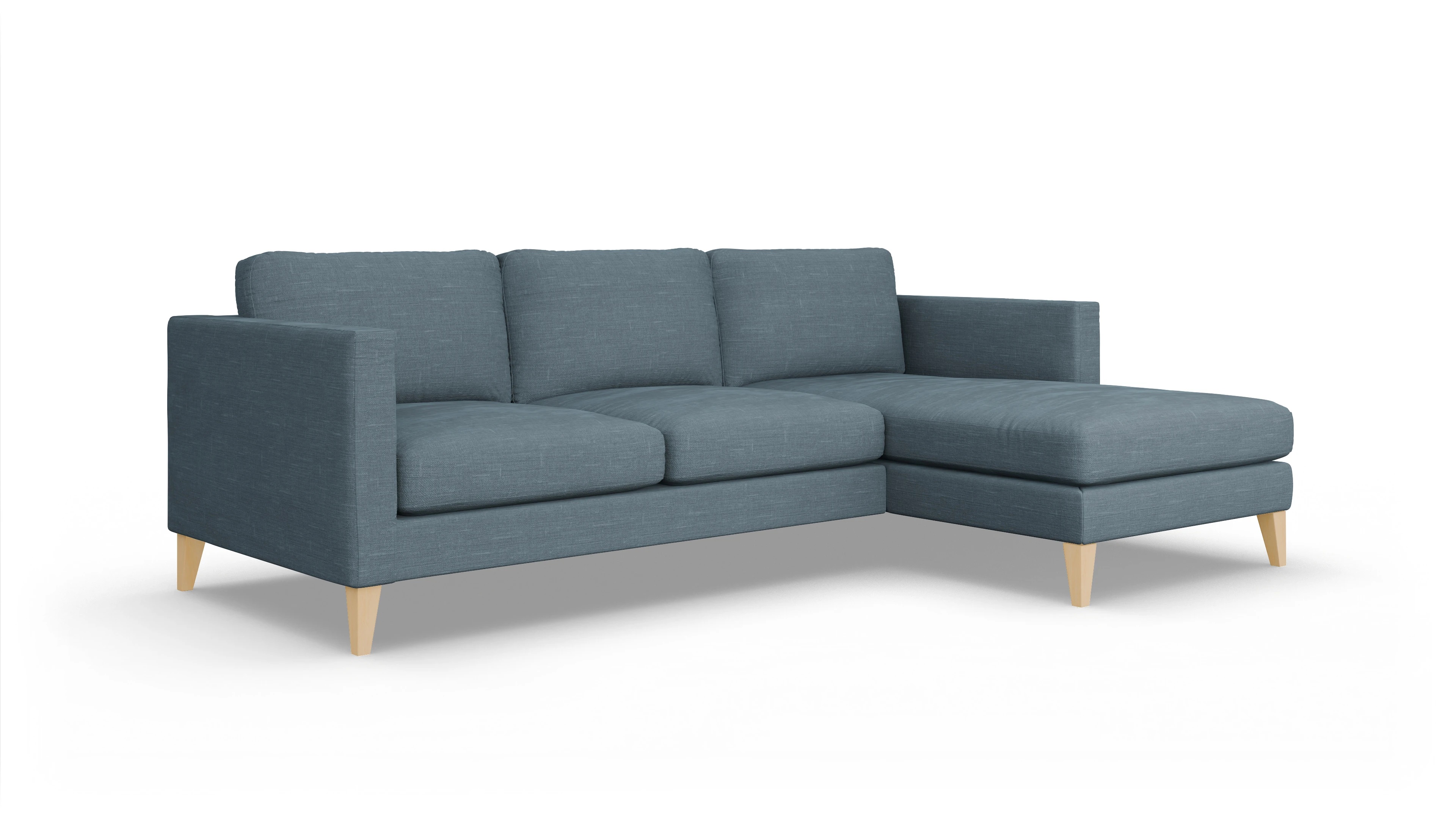 Montes Stoffsofa Ansicht des Produktes Montes Sofa mit Rec rechts in Stoff blau