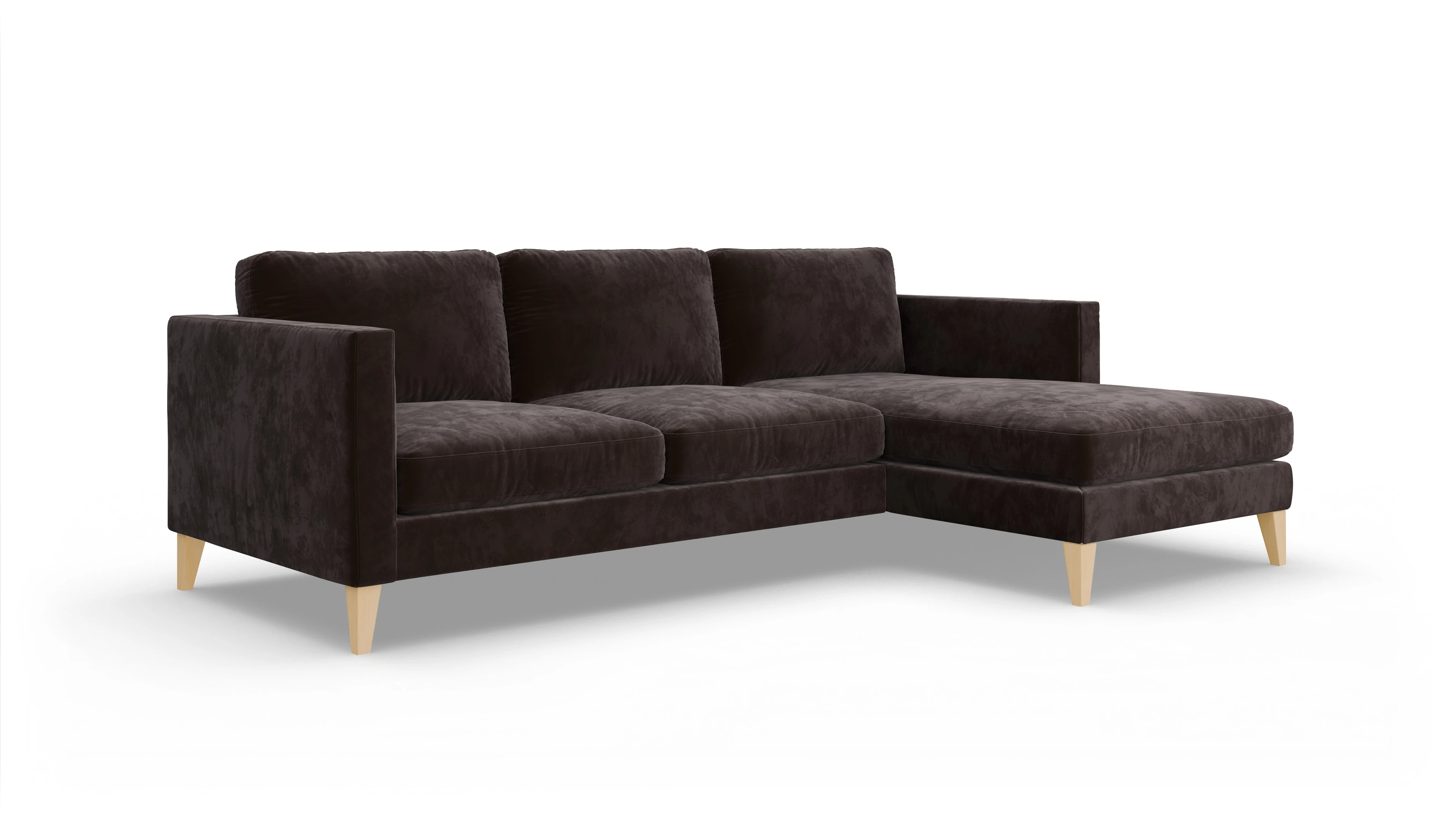 Montes Stoffsofa Ansicht des Produktes Montes Sofa mit Rec rechts in Samt braun