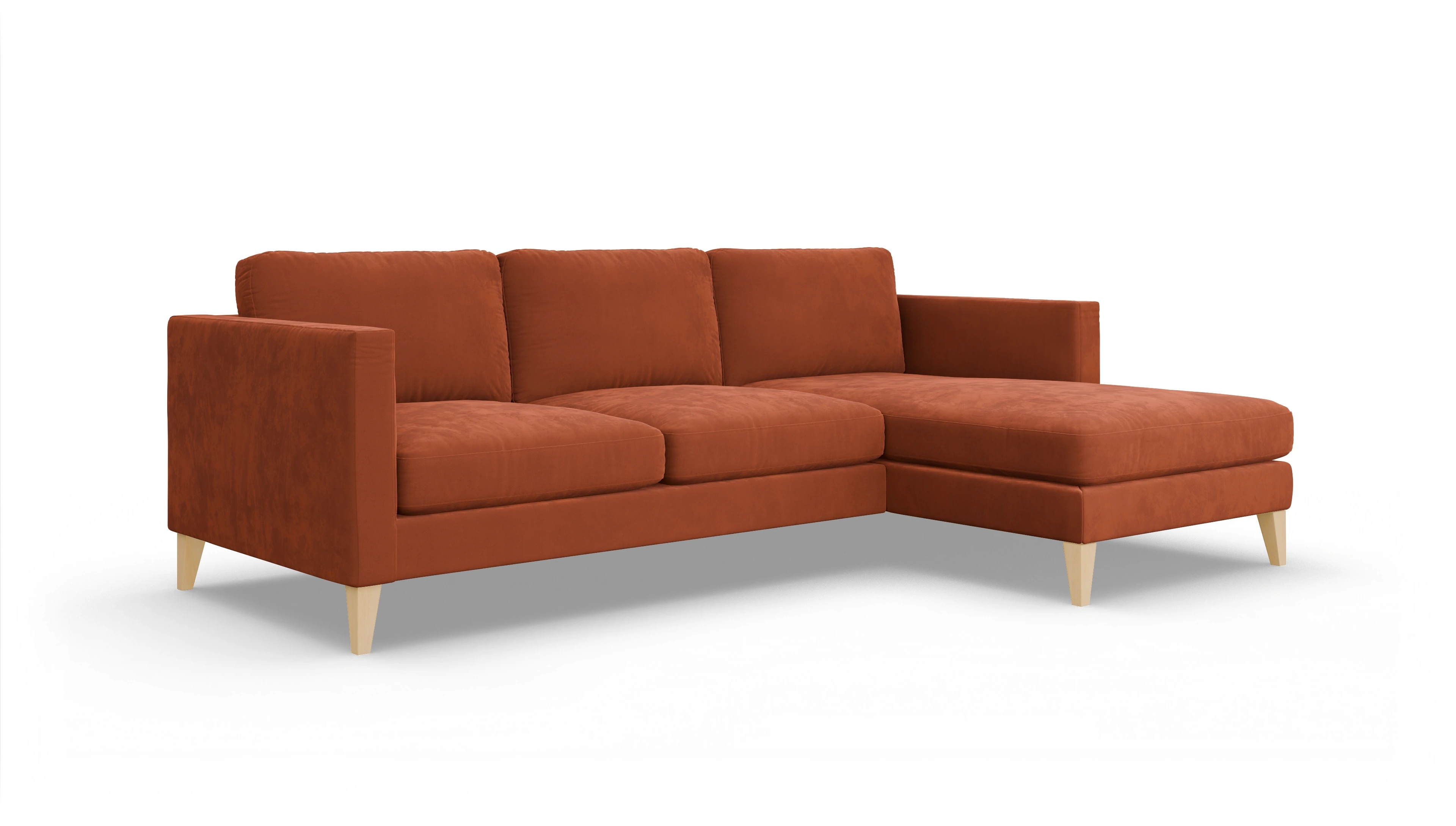 Ansicht des Produktes Montes Sofa mit Rec rechts in Samt orange