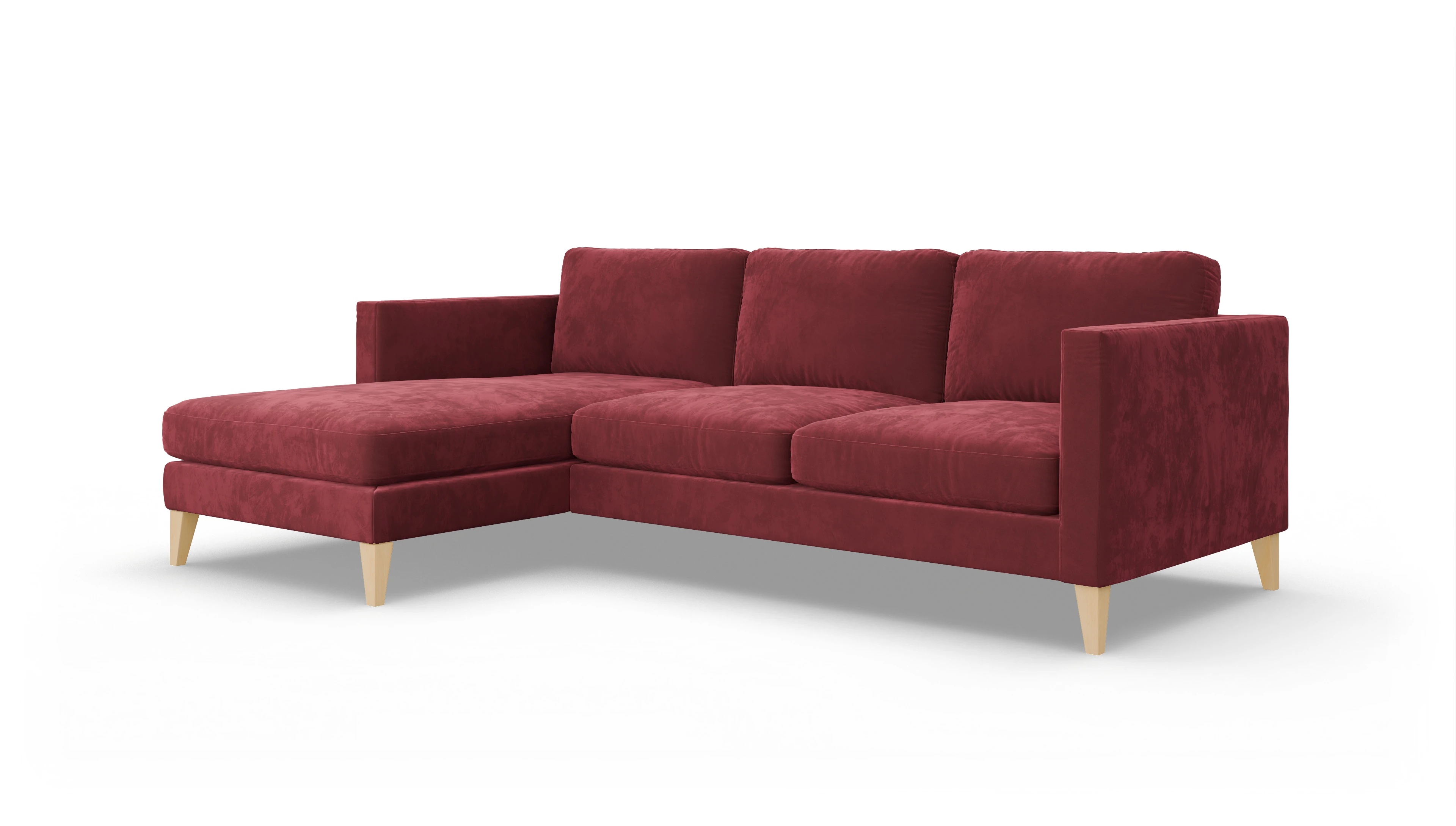 Ansicht des Produktes Montes Sofa mit Rec links in Samt rot